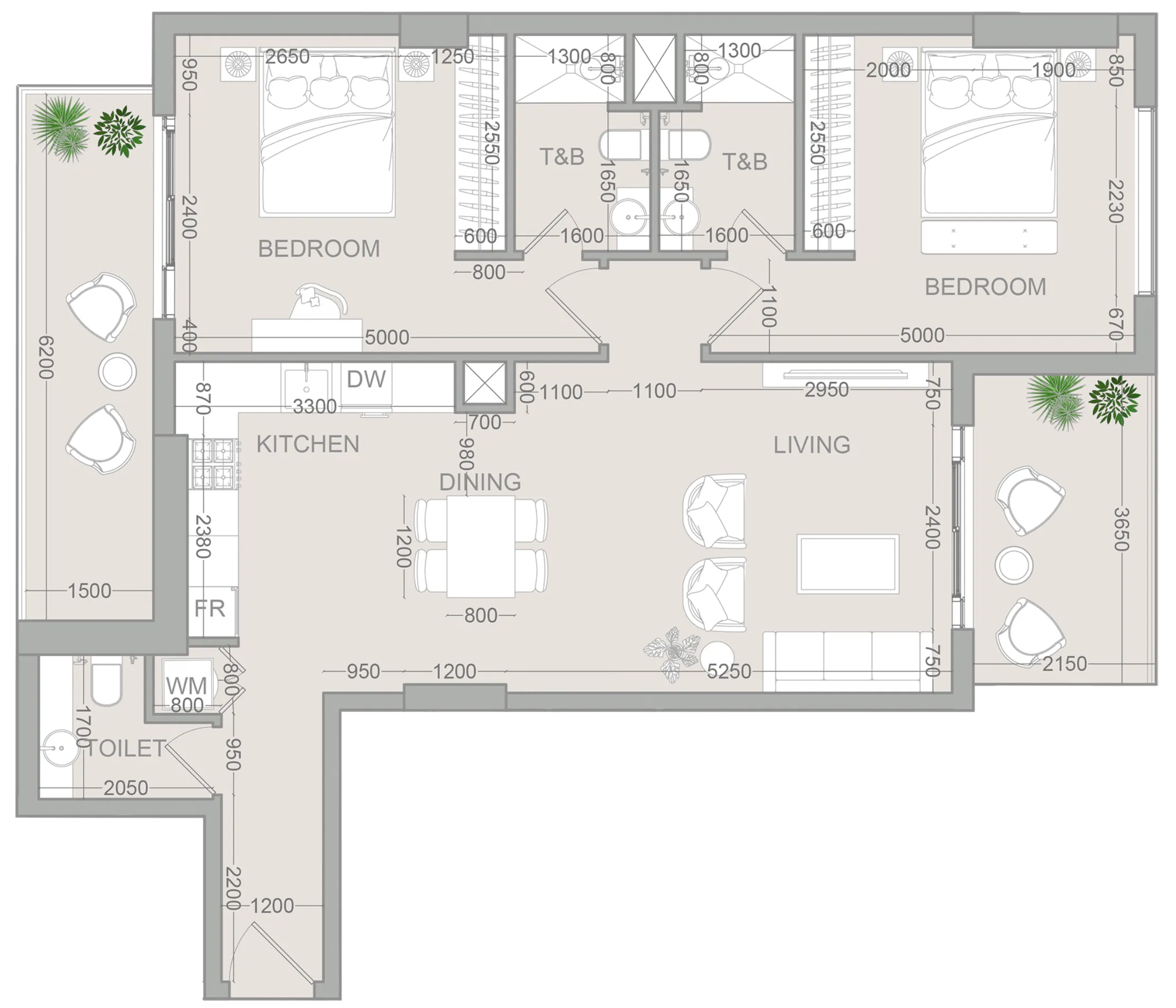 2 bedroom layout