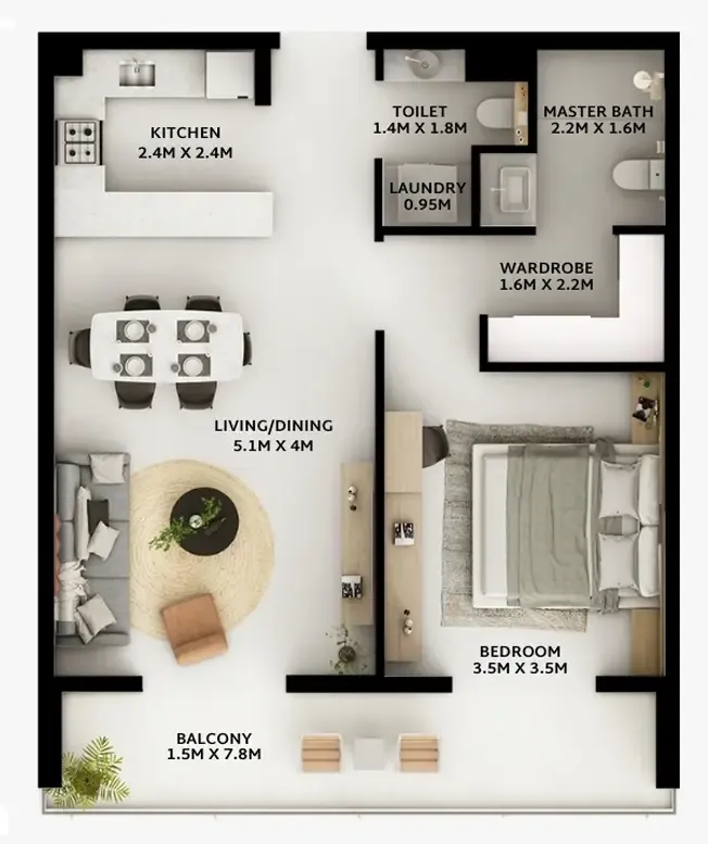 1 bedroom layout