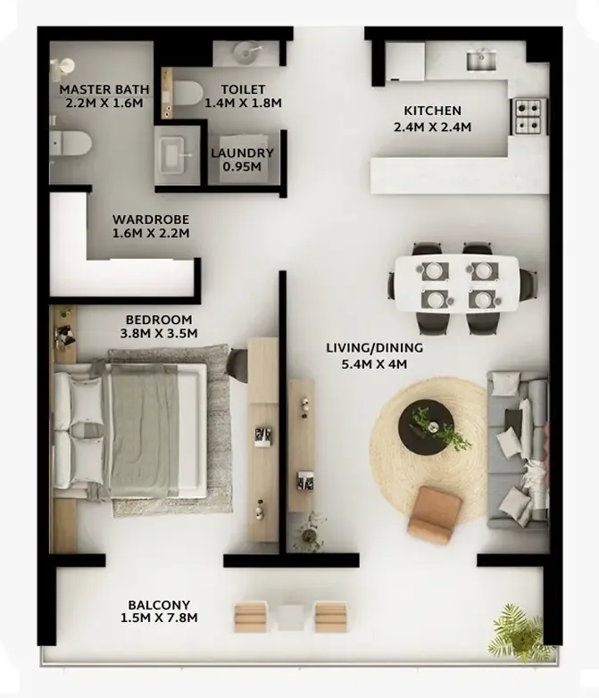 1 bedroom layout