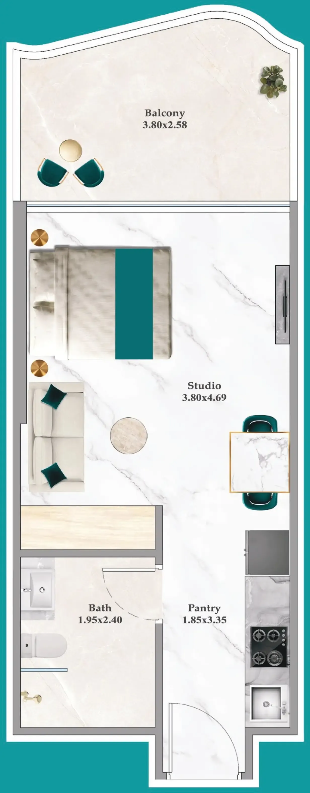 0 bedroom layout