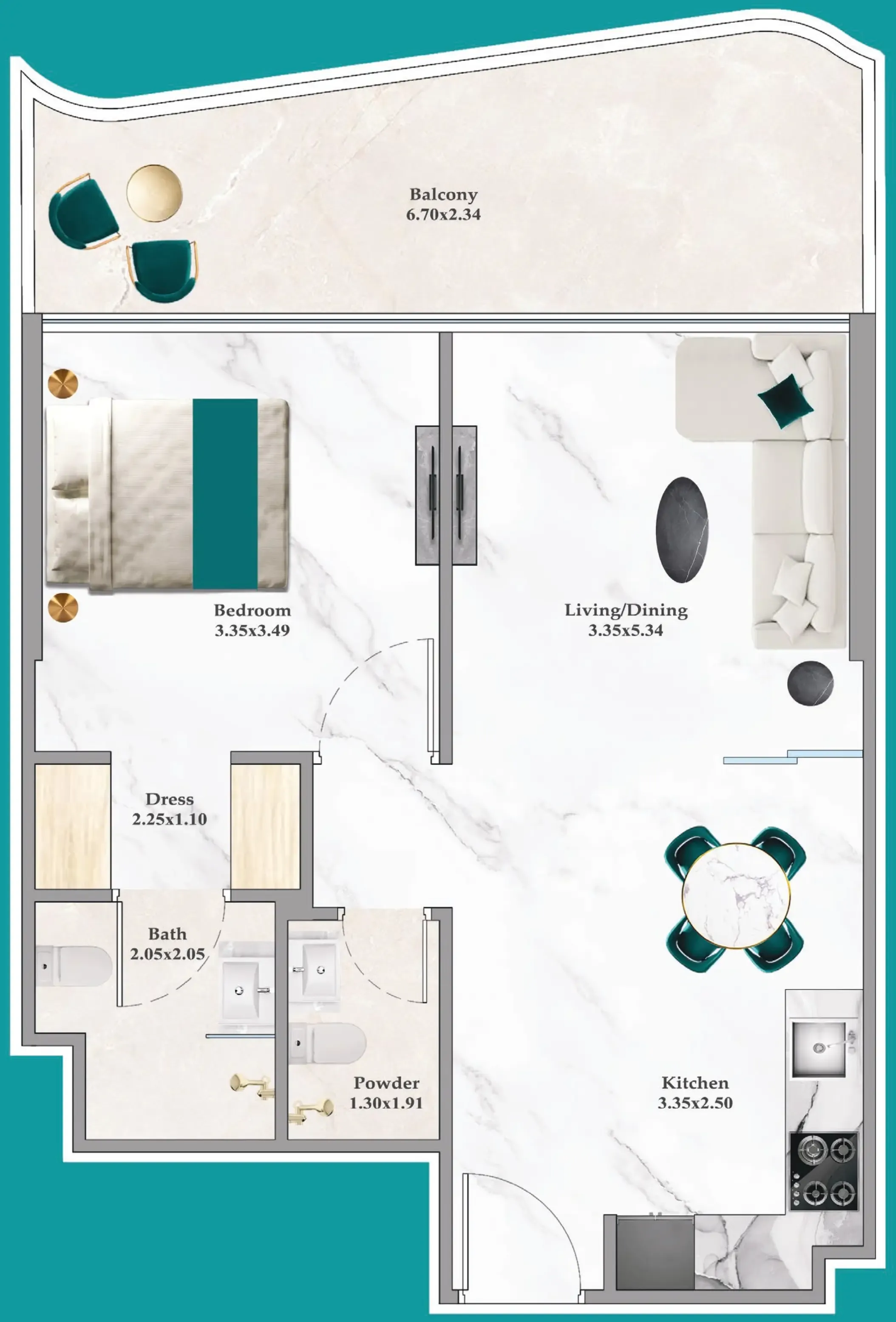 1 bedroom layout