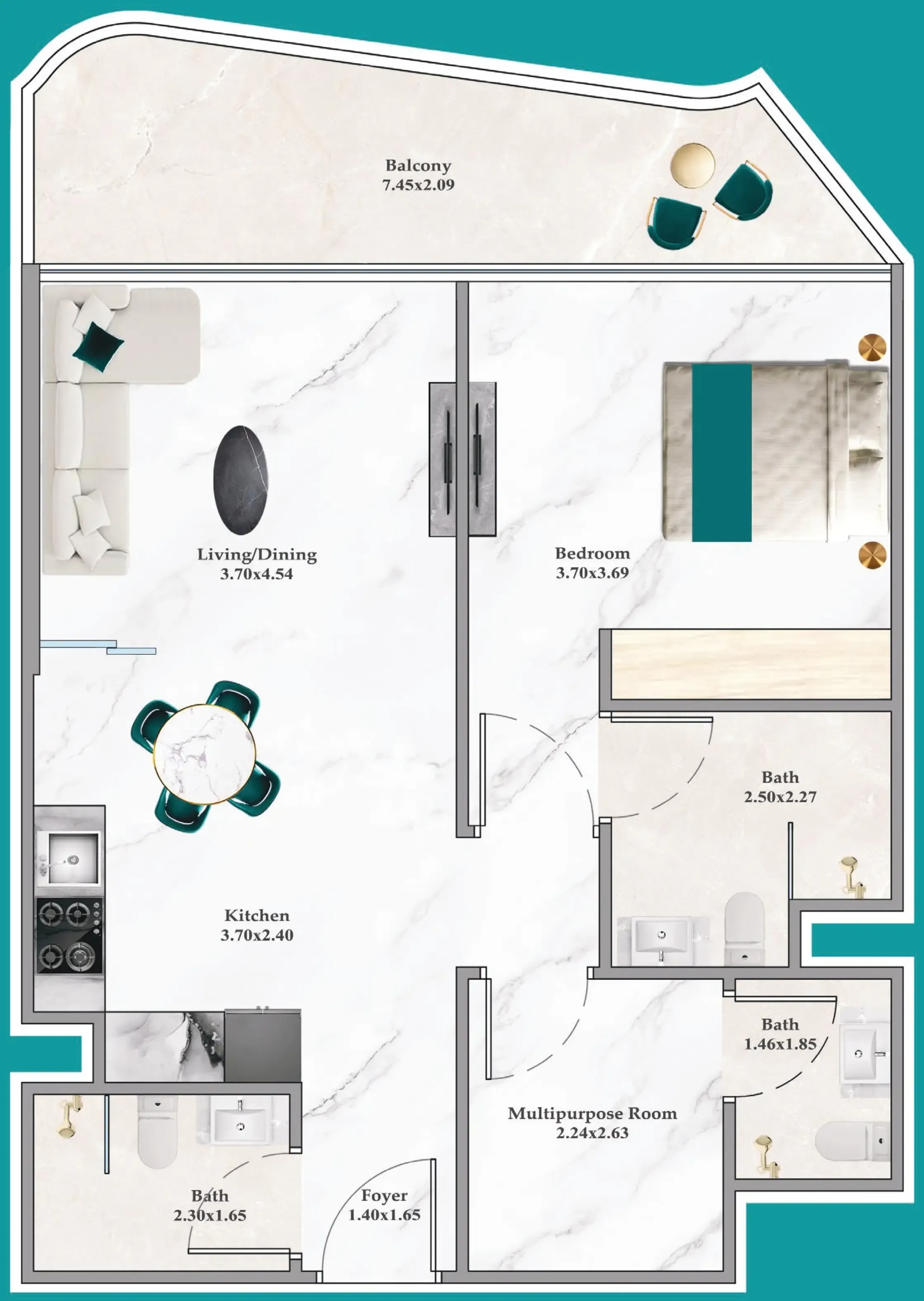 1 bedroom layout