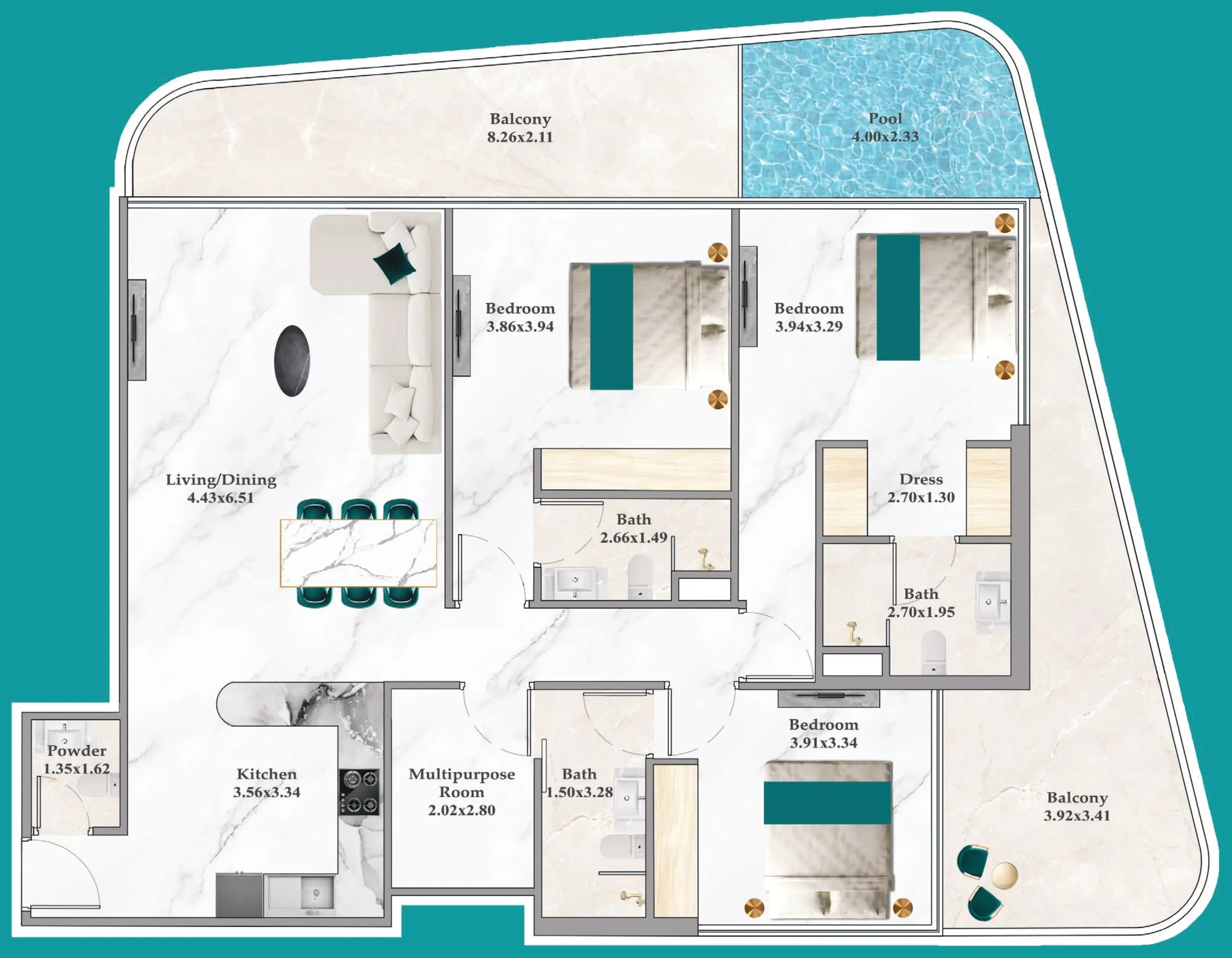 3 bedroom layout