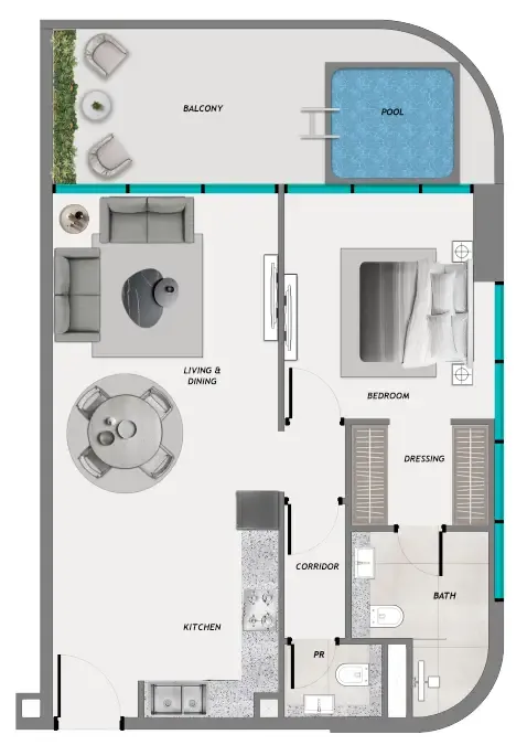 1 bedroom layout