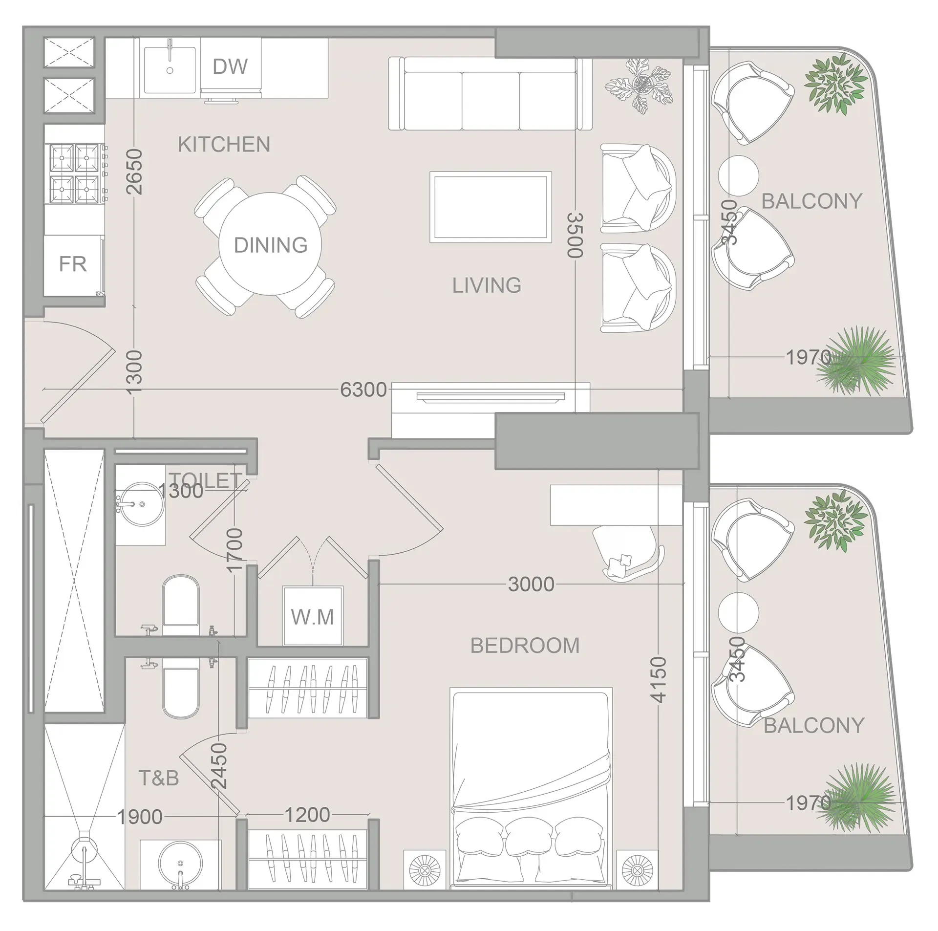 1 bedroom layout