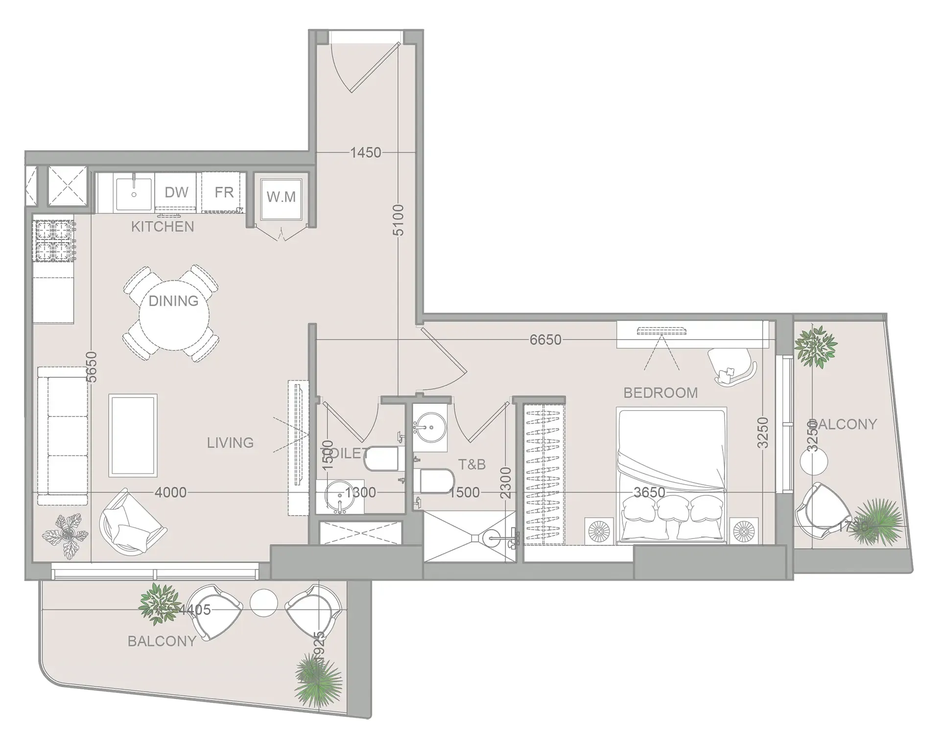 1 bedroom layout