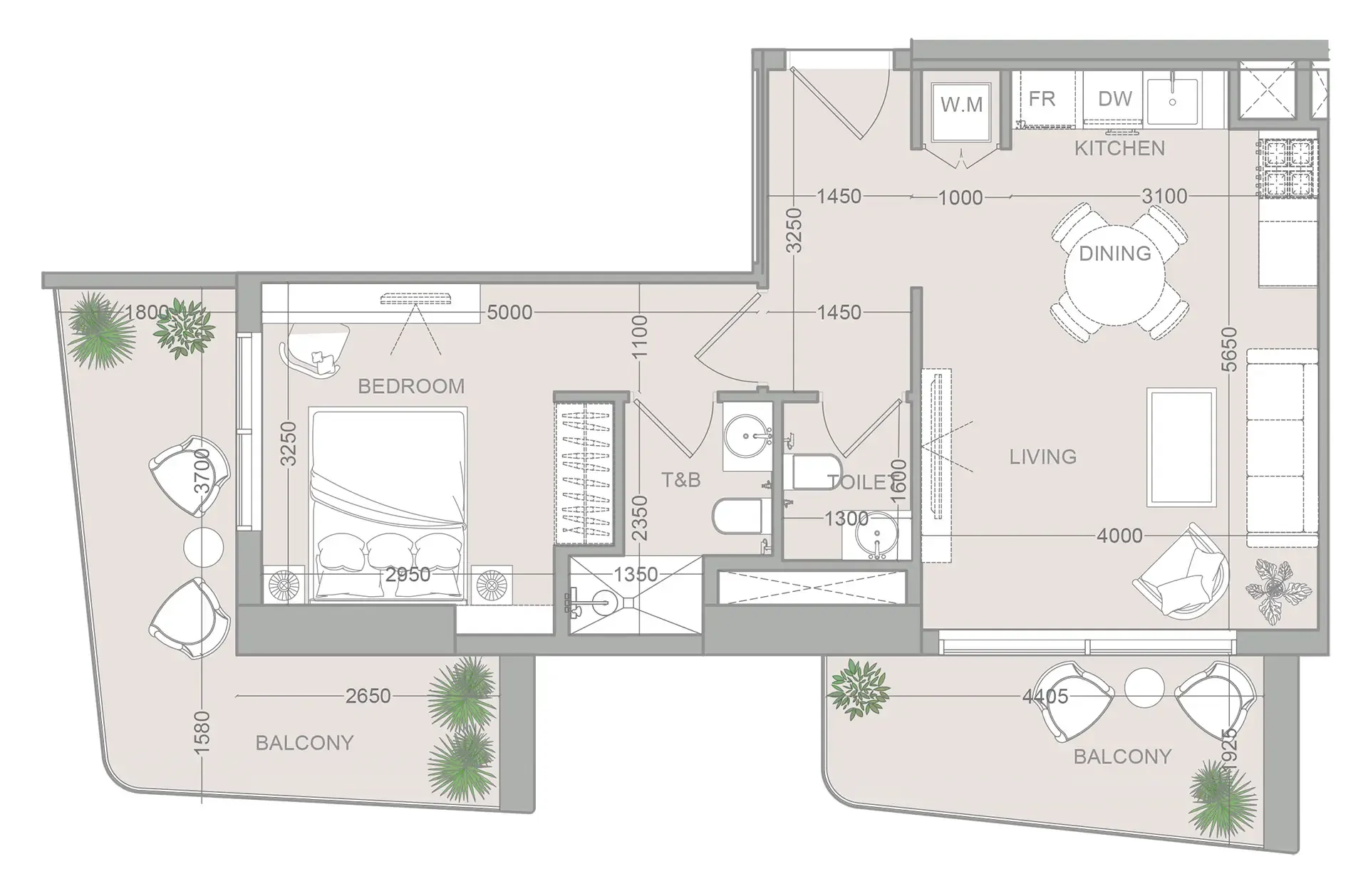 1 bedroom layout