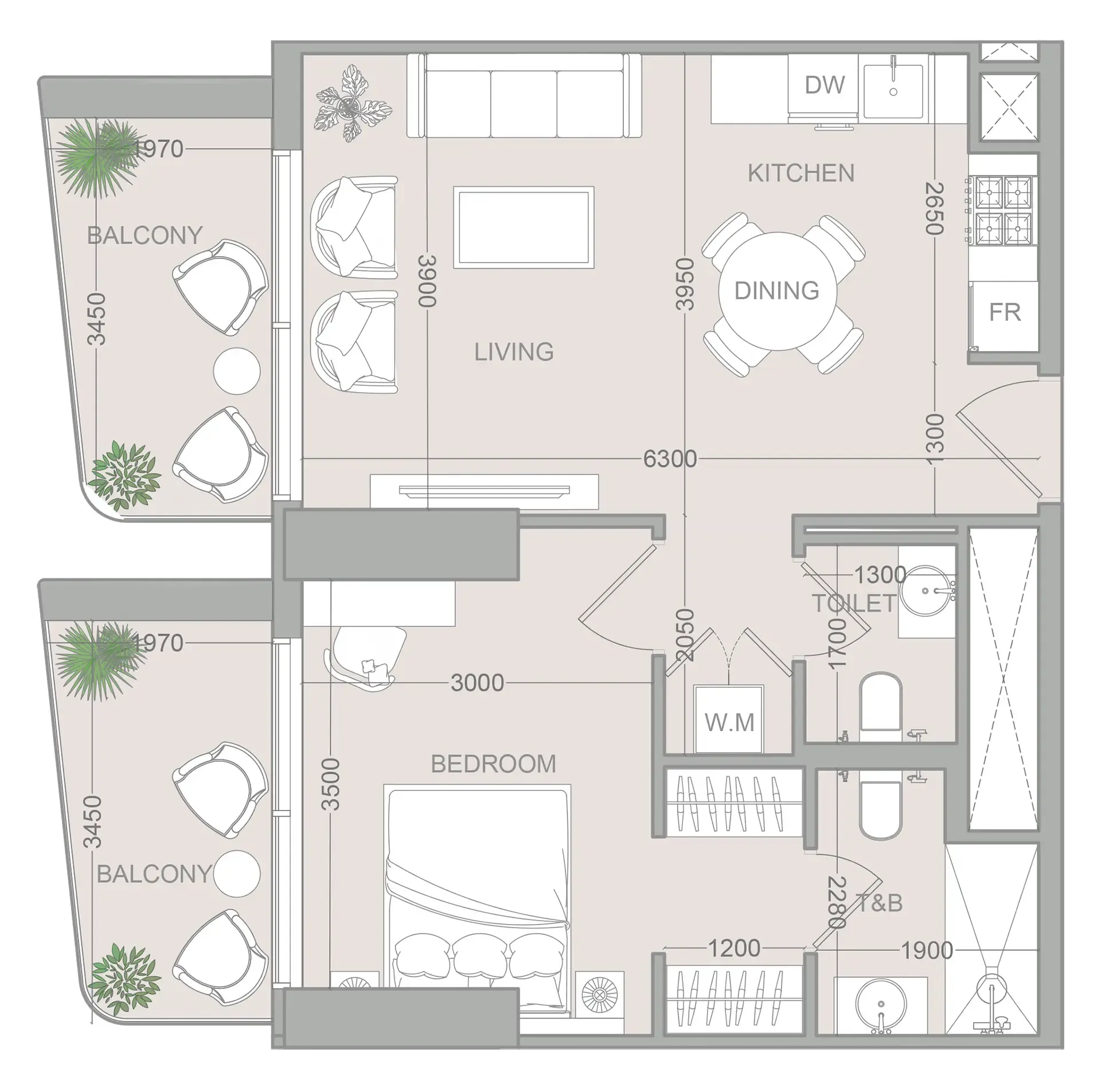 1 bedroom layout