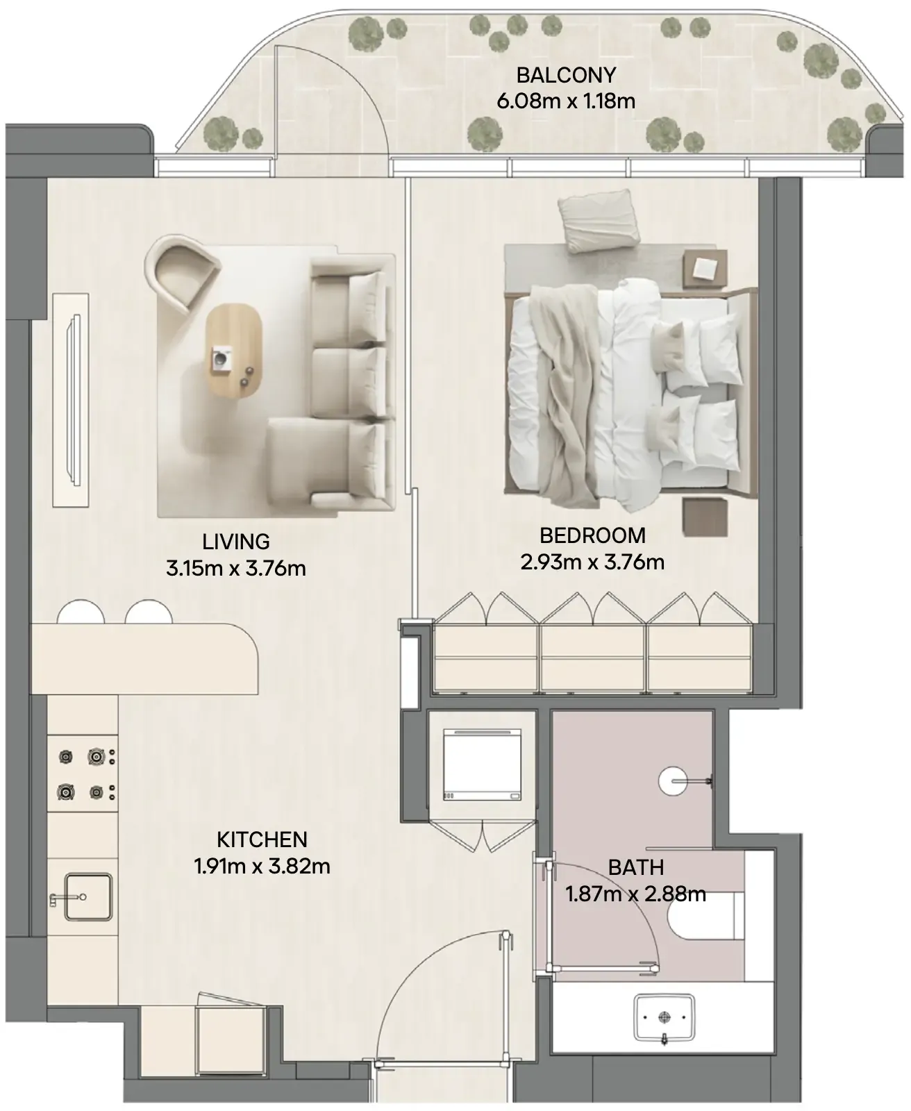 1 bedroom layout
