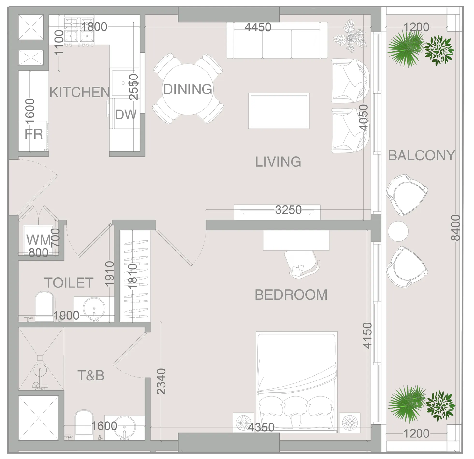 1 bedroom layout