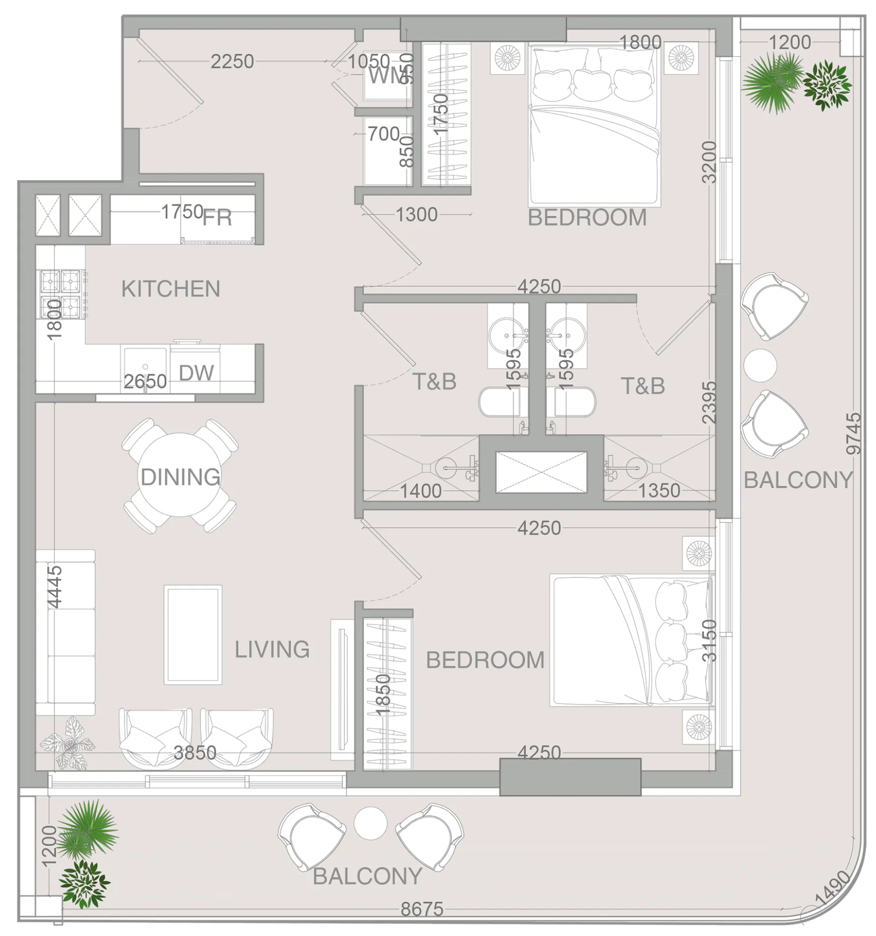 2 bedroom layout