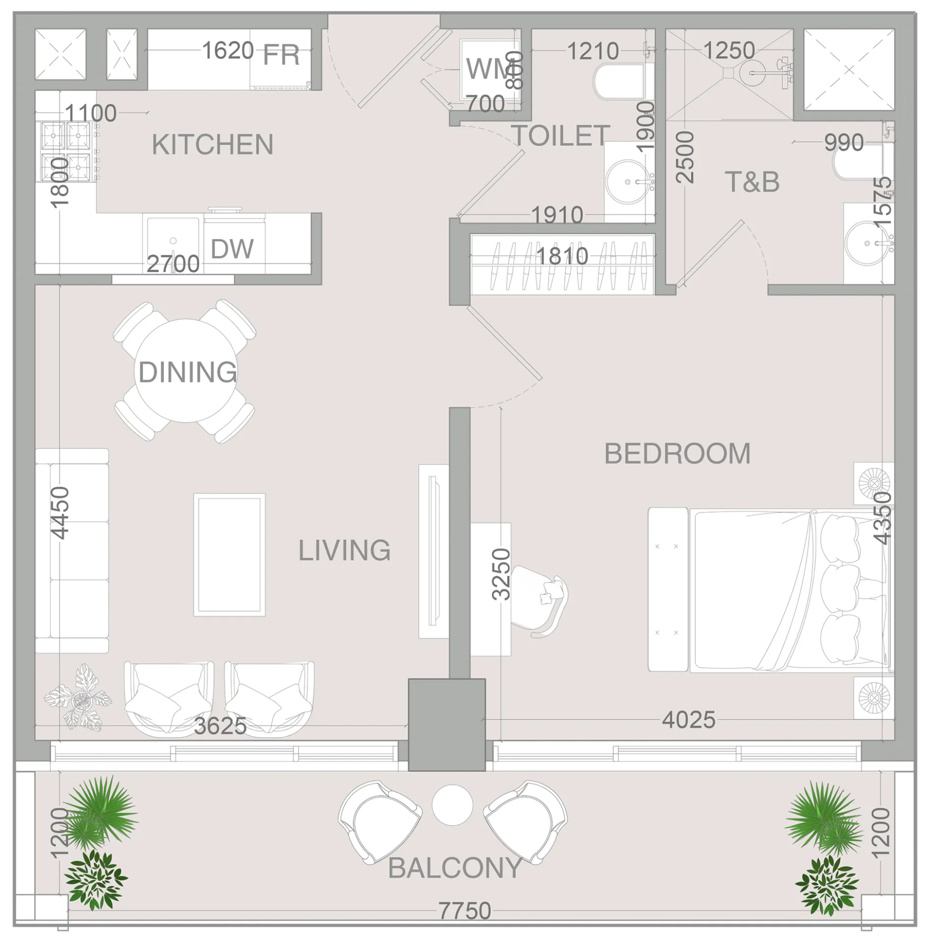 1 bedroom layout