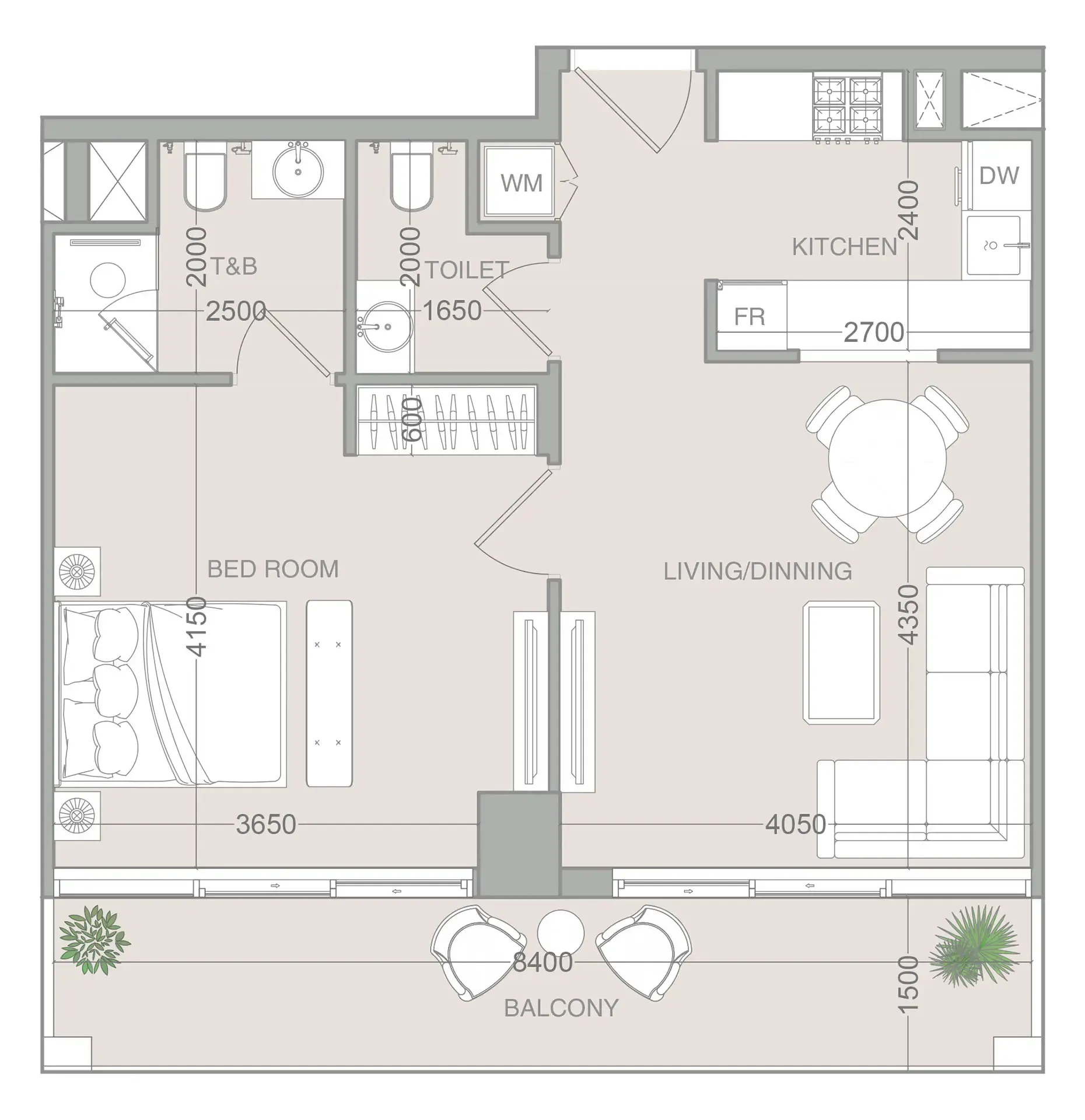 1 bedroom layout