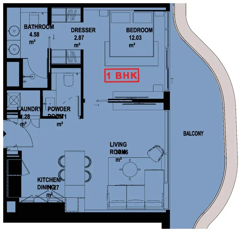 1 bedroom layout