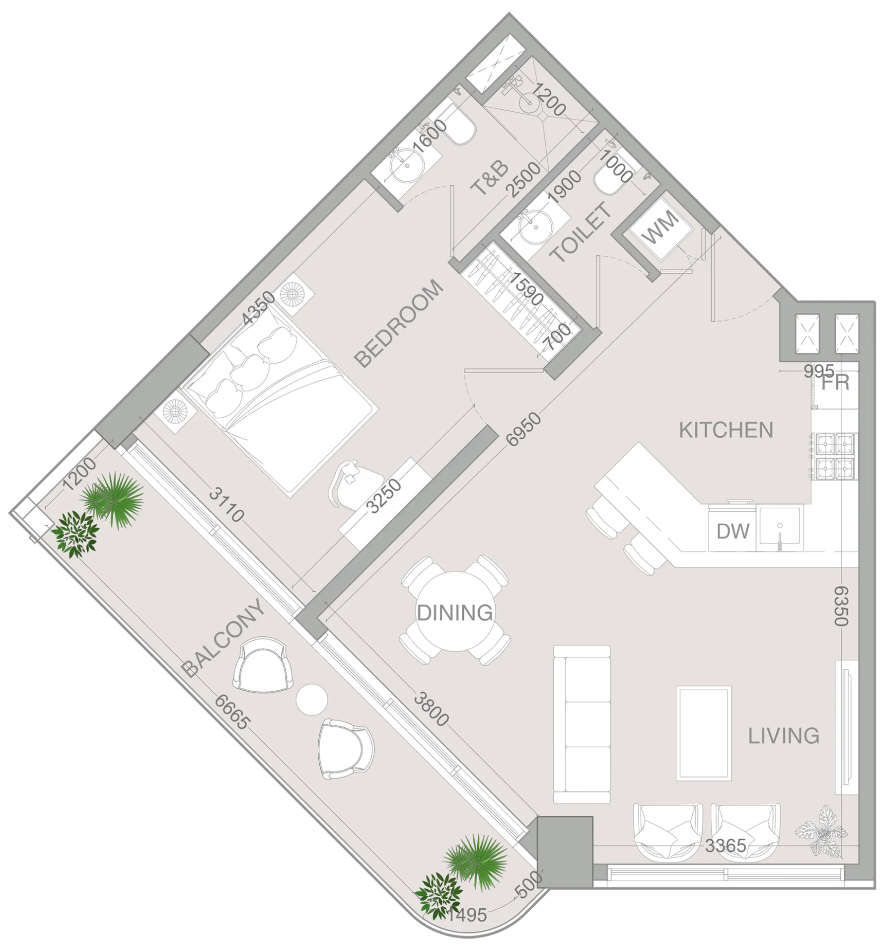 1 bedroom layout