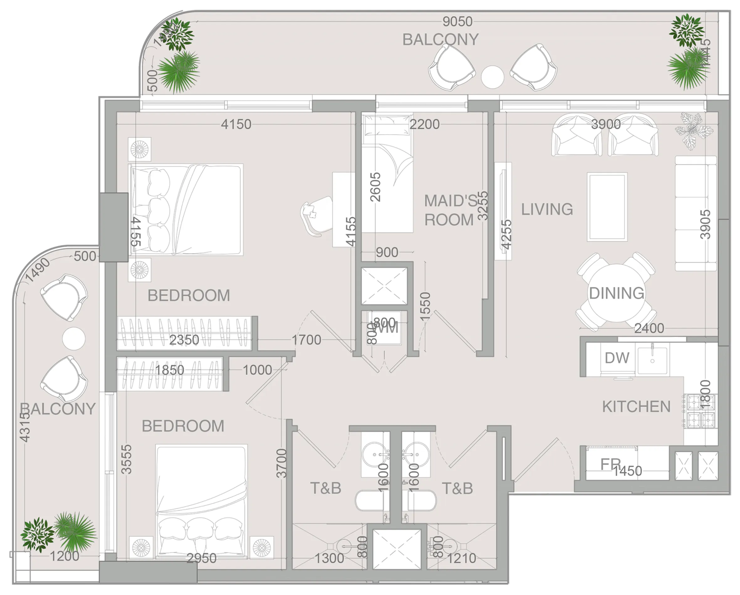 2 bedroom layout
