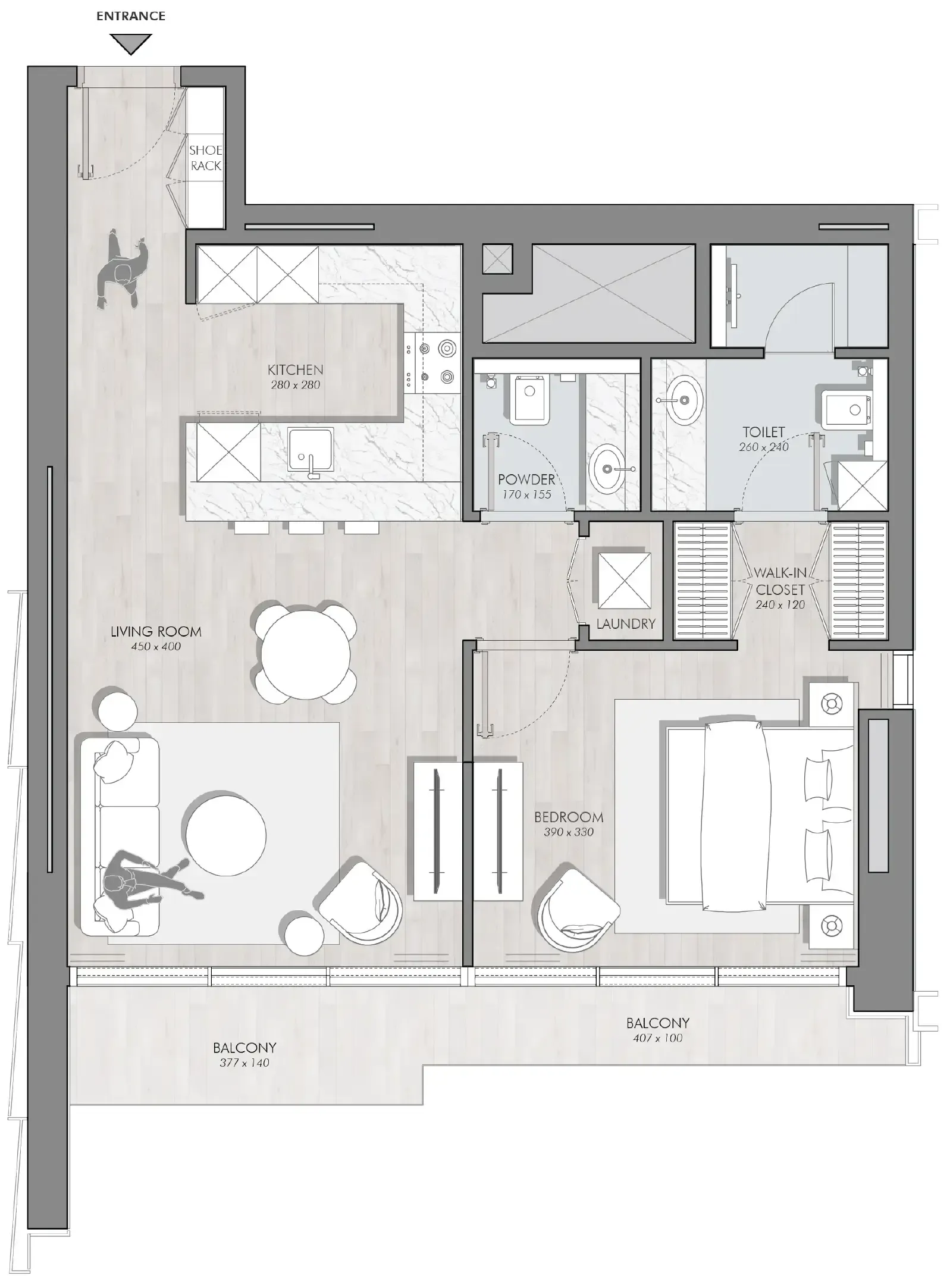 1 bedroom layout