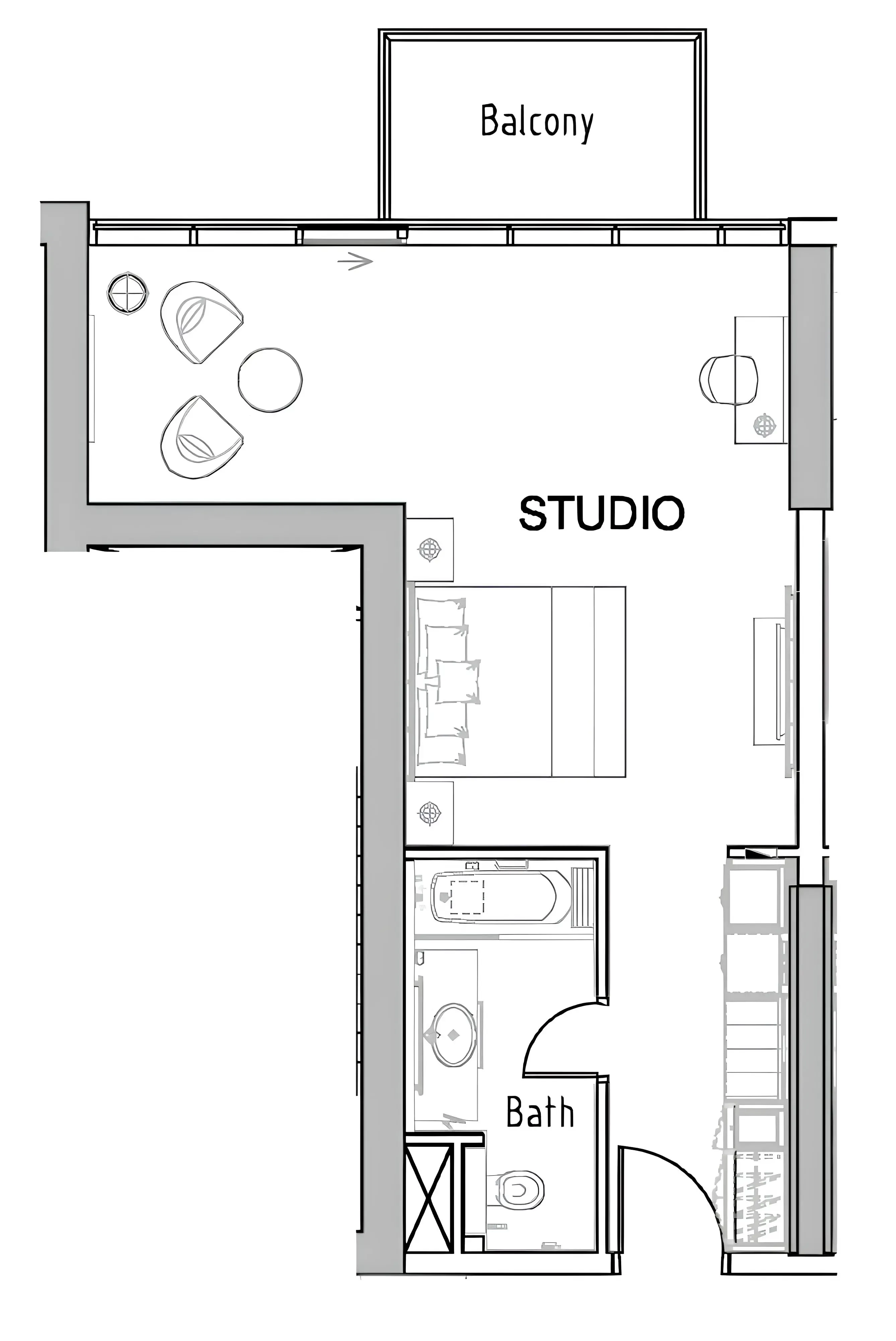 0 bedroom layout