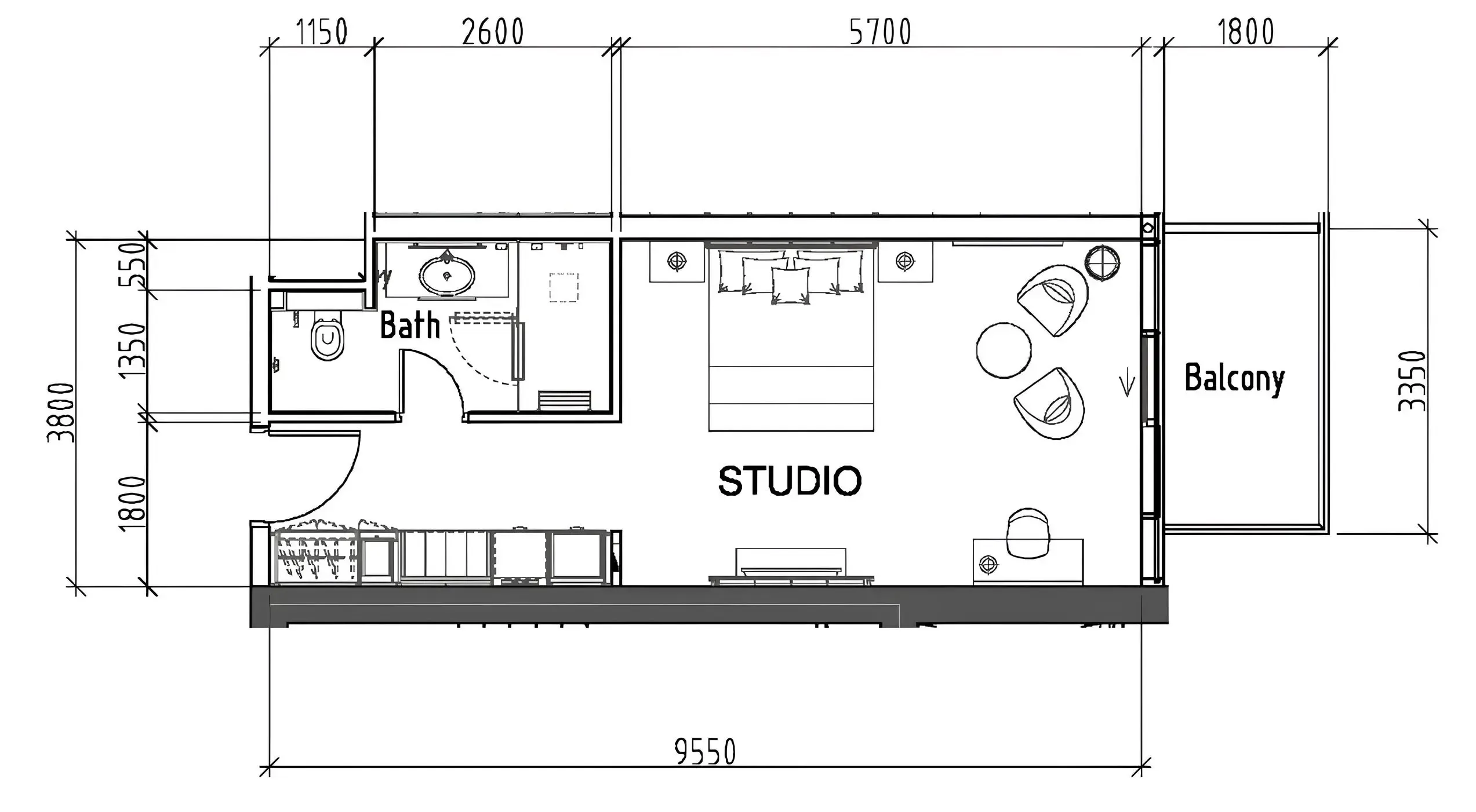 0 bedroom layout