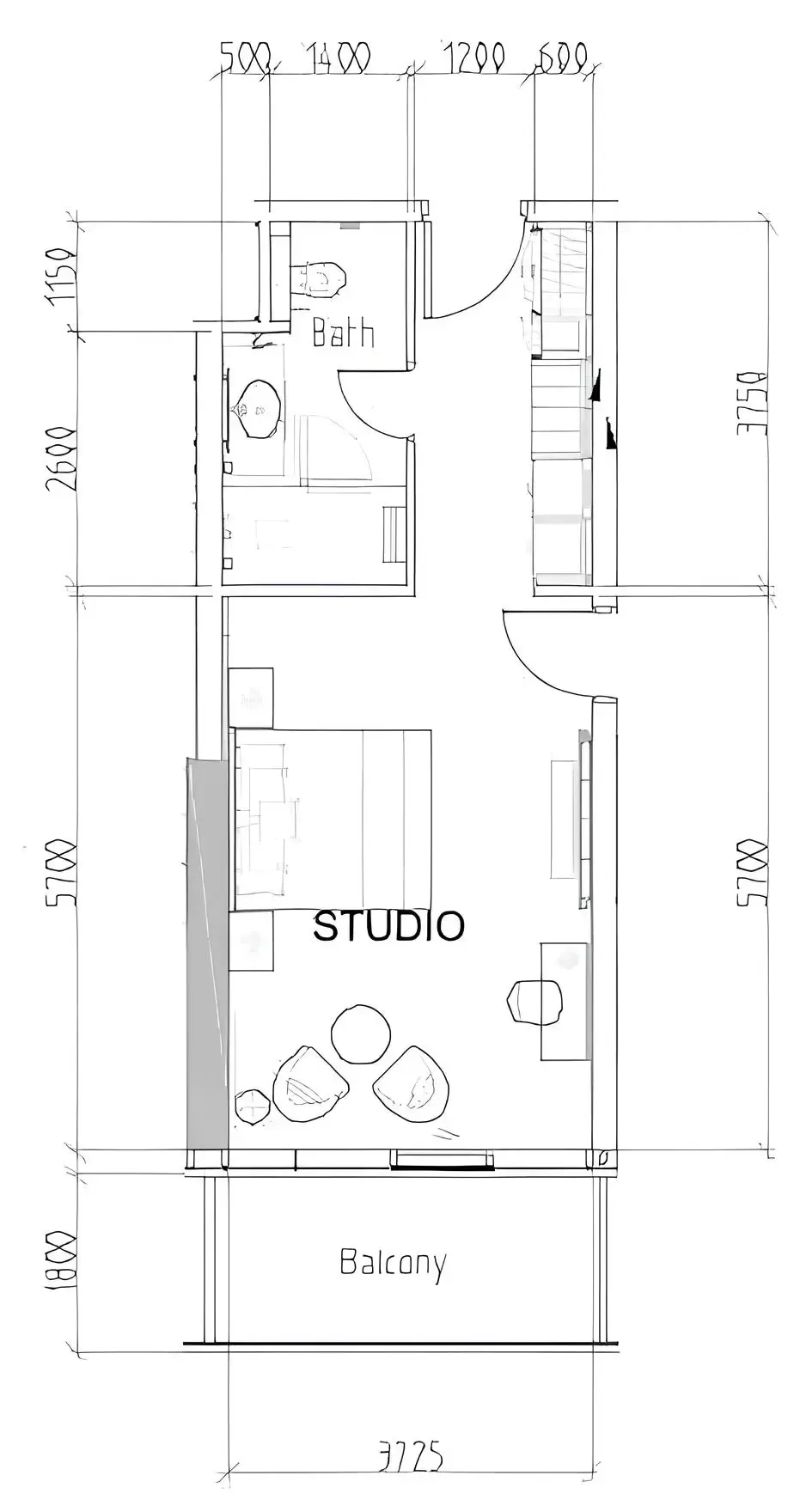 0 bedroom layout