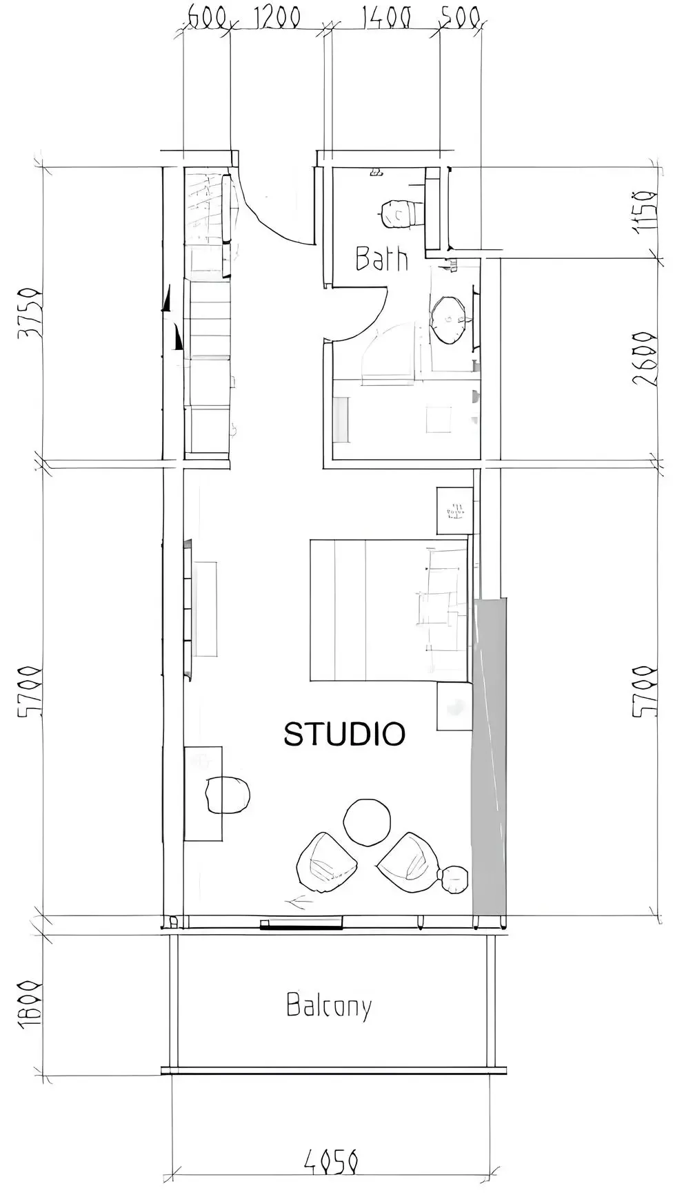 0 bedroom layout