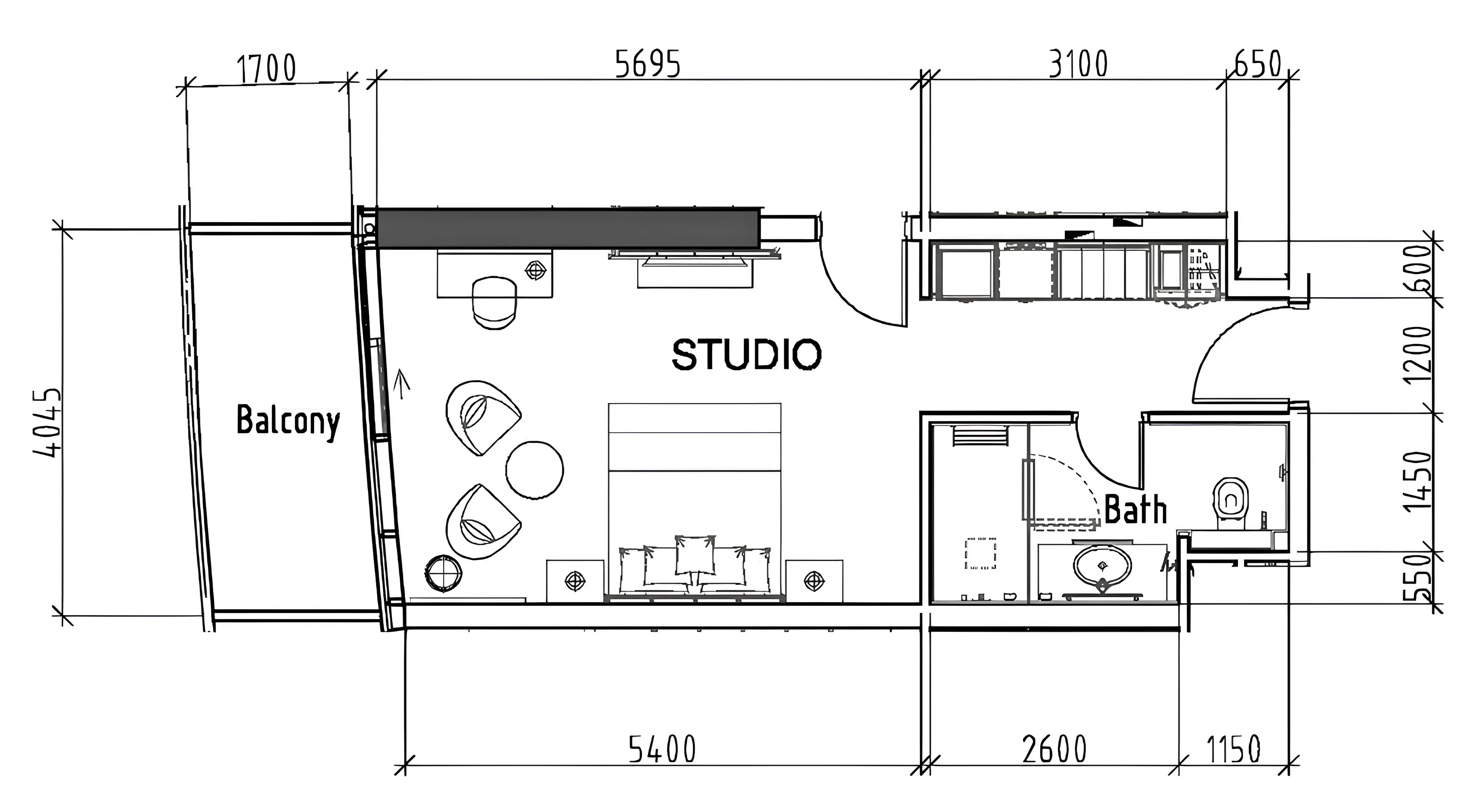 0 bedroom layout