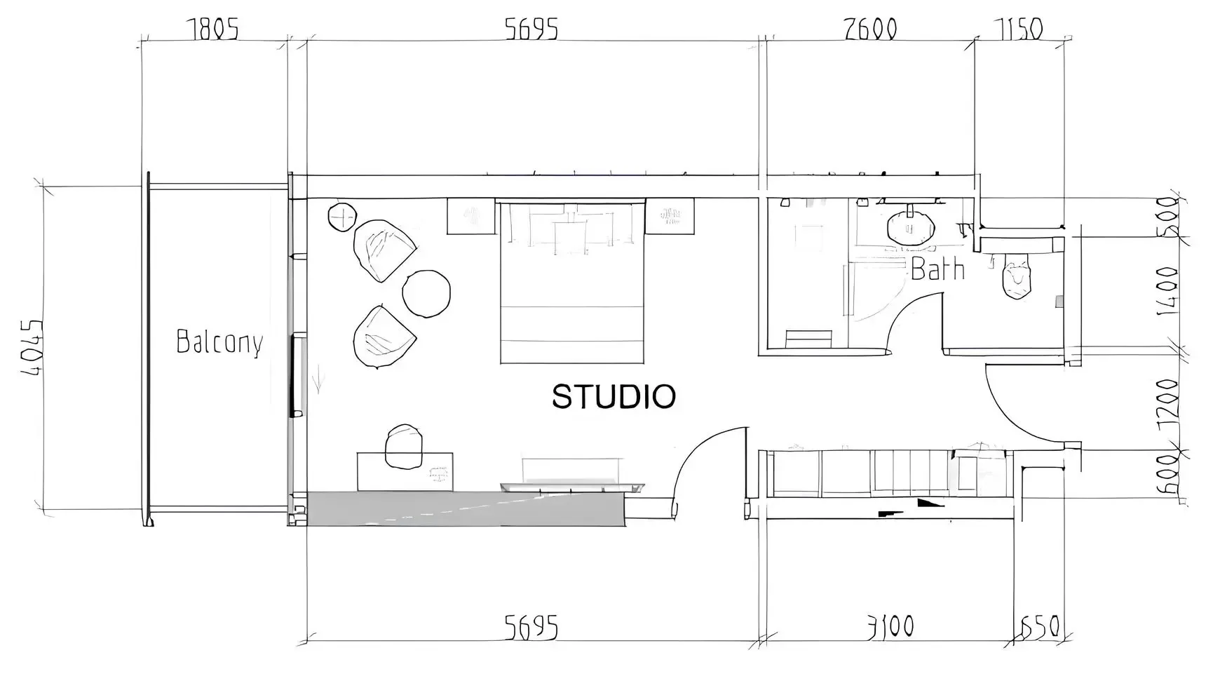 0 bedroom layout