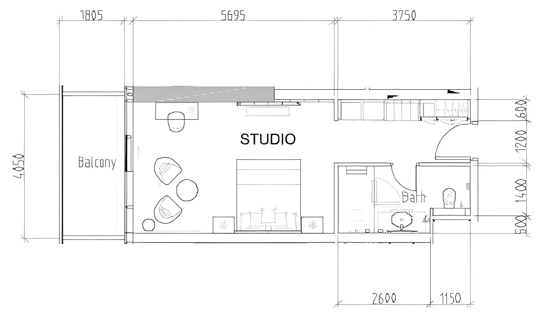 0 bedroom layout