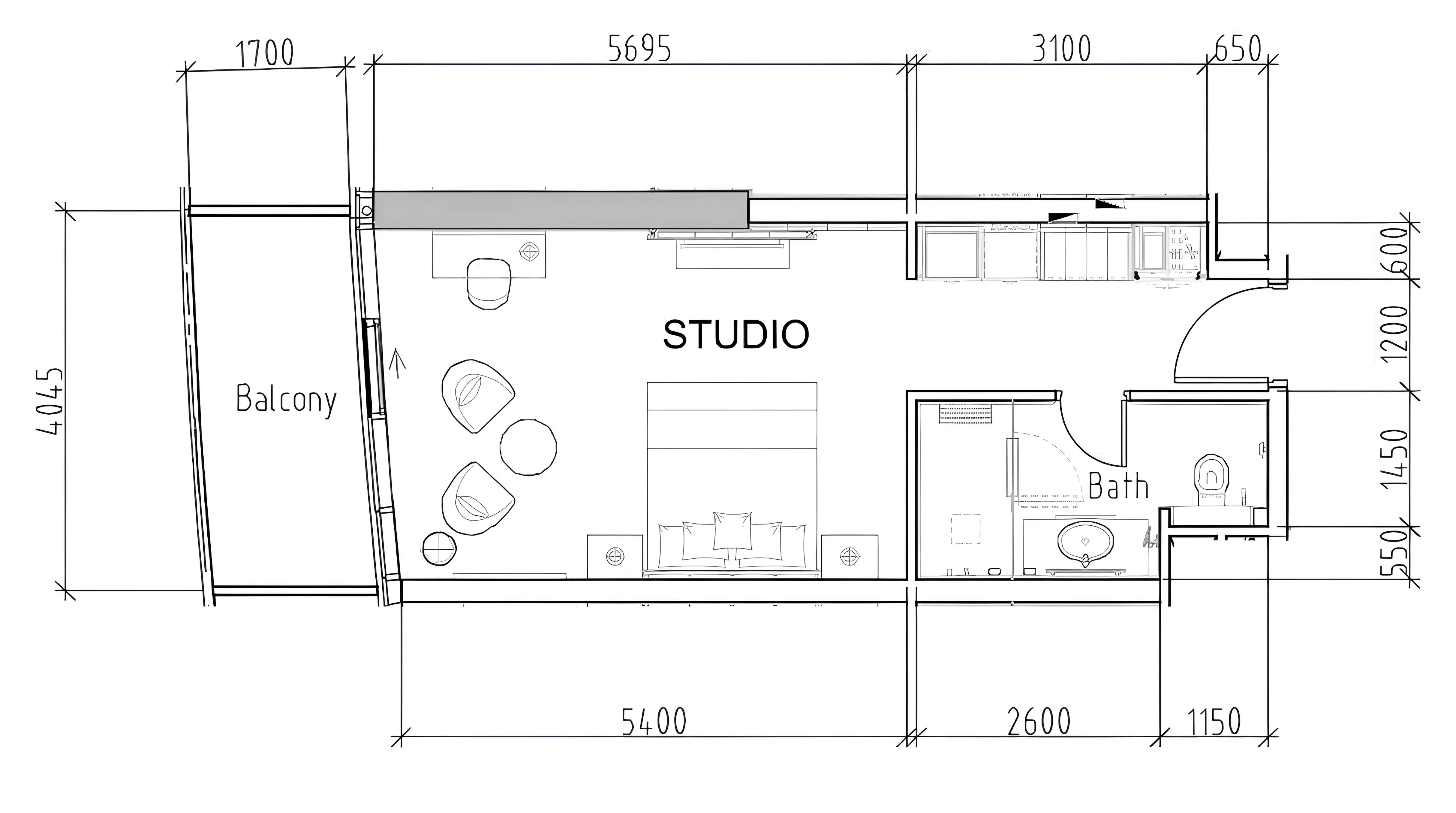 0 bedroom layout