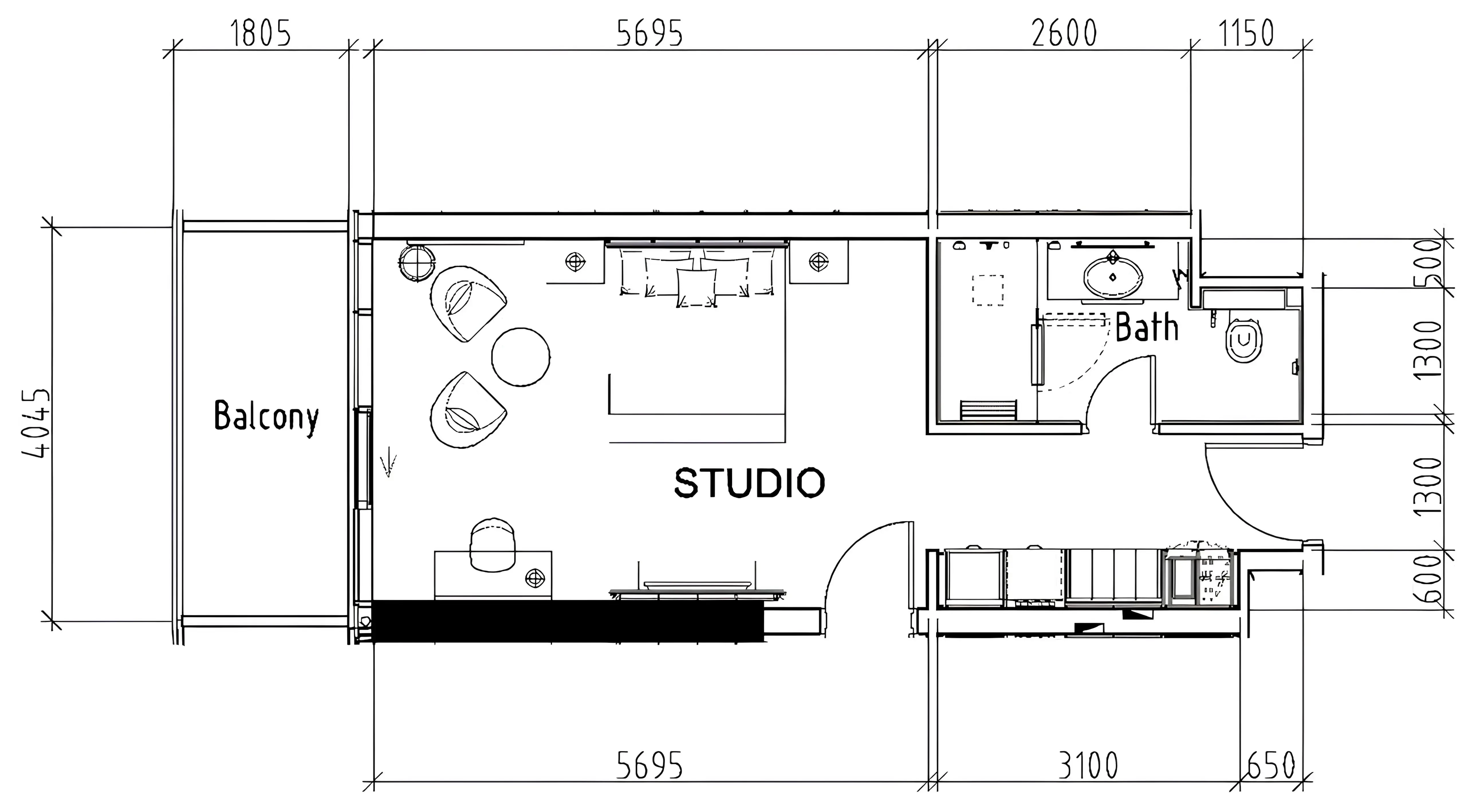 0 bedroom layout