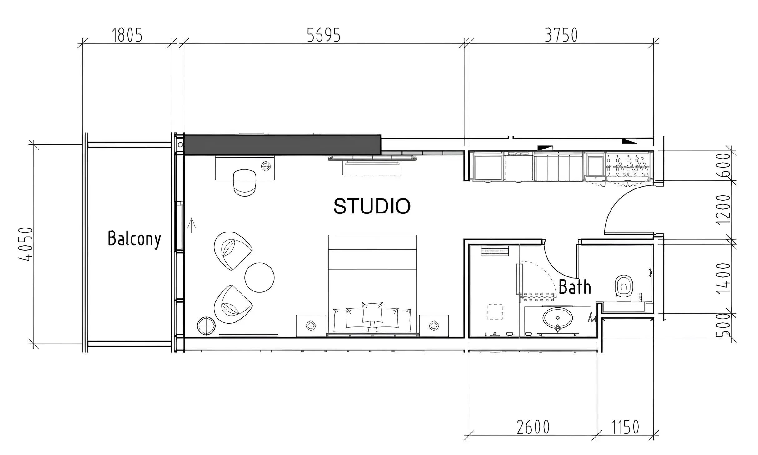 0 bedroom layout