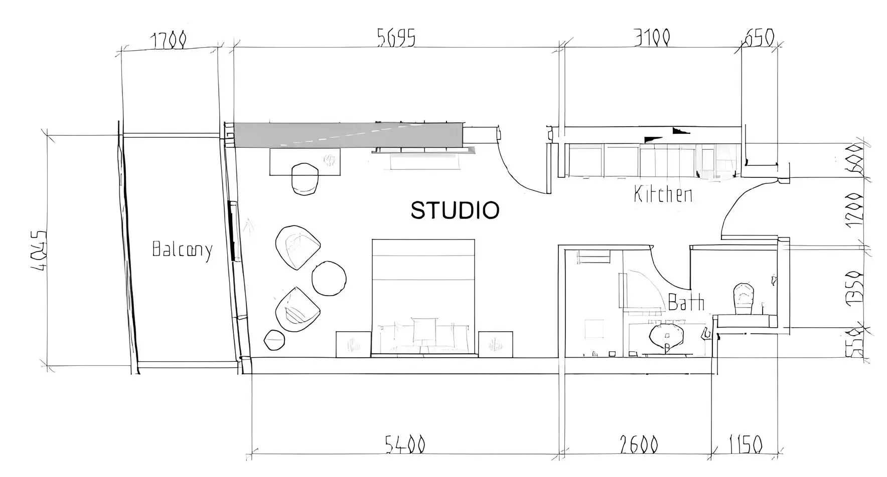 0 bedroom layout