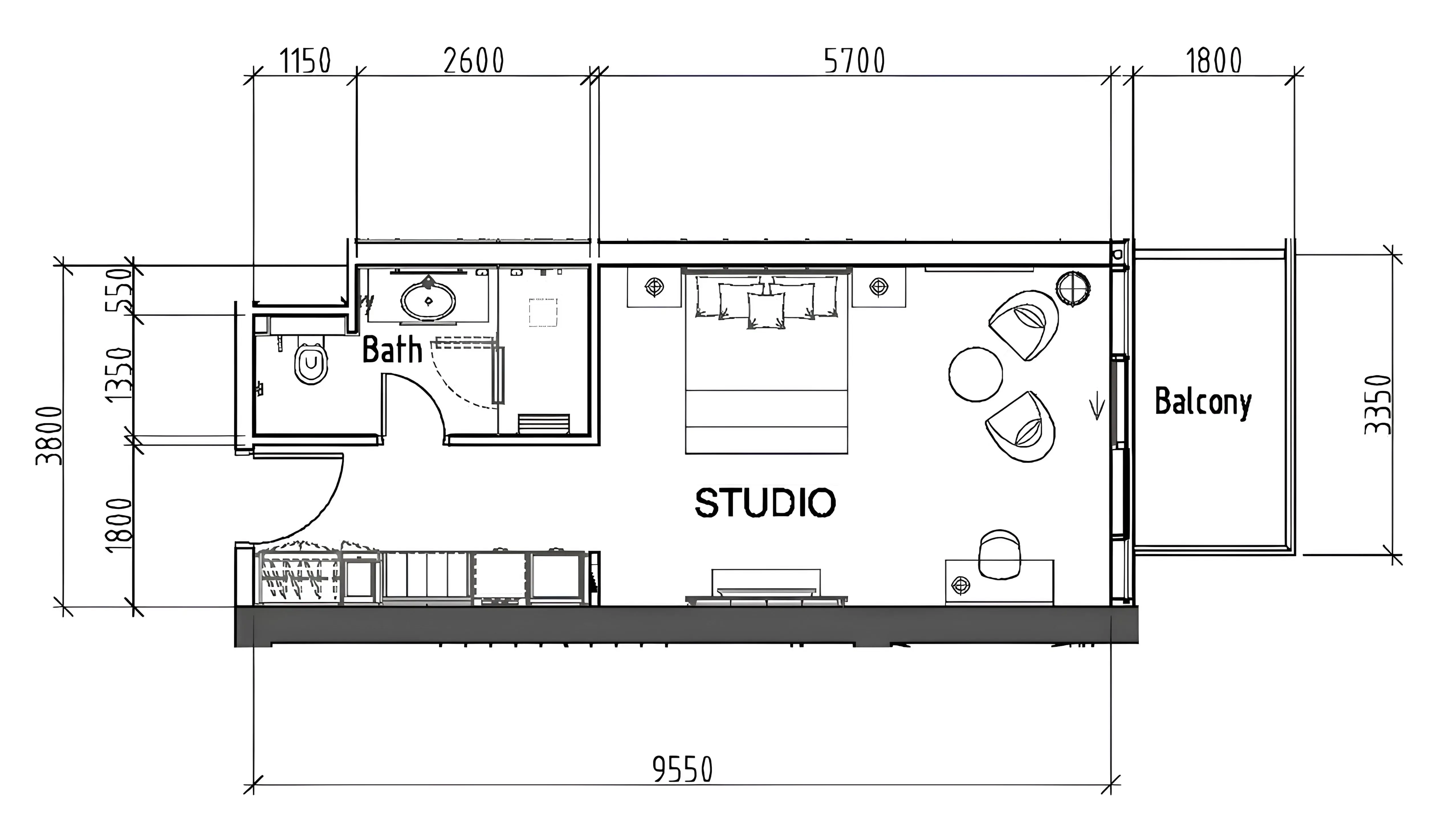 0 bedroom layout