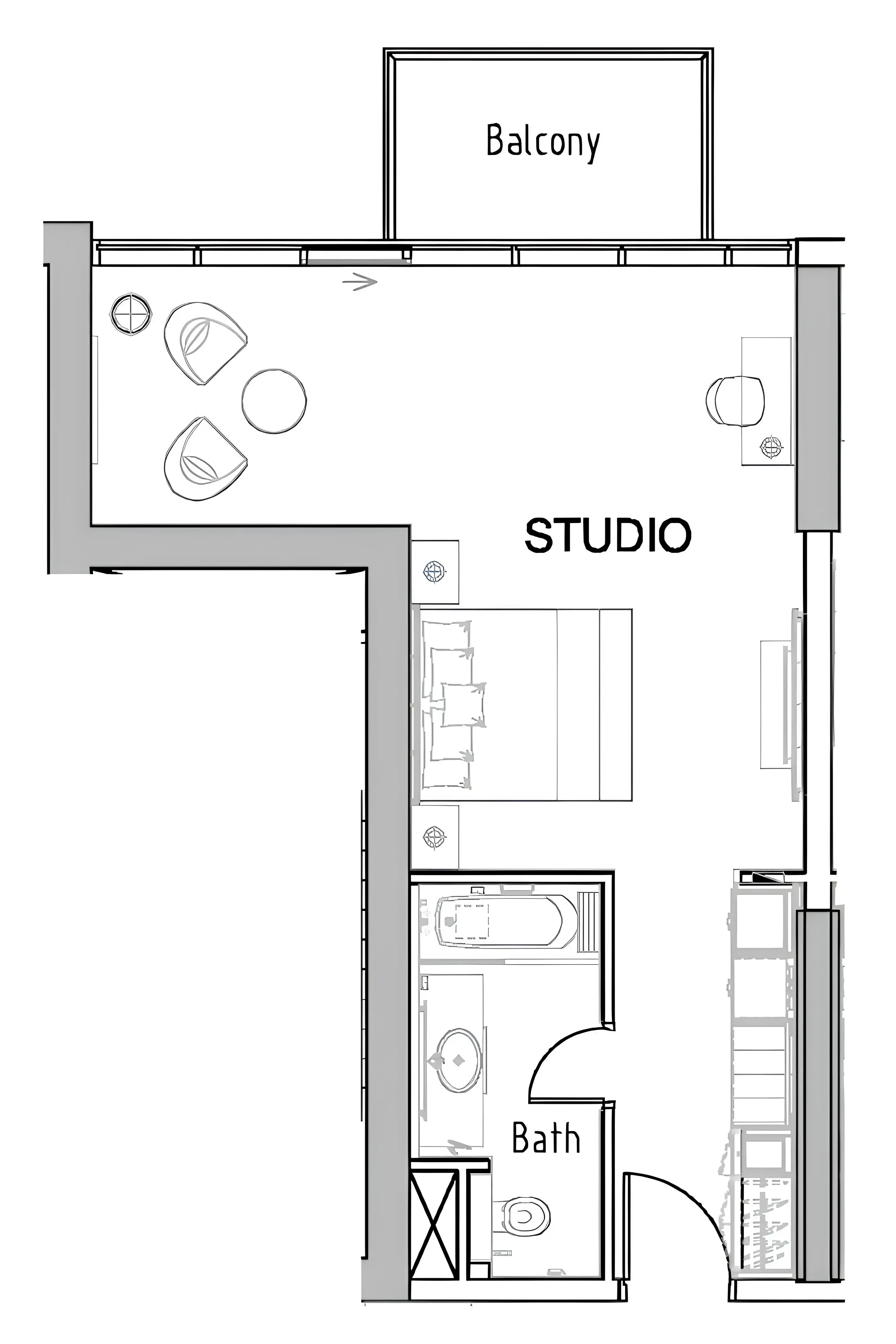 0 bedroom layout