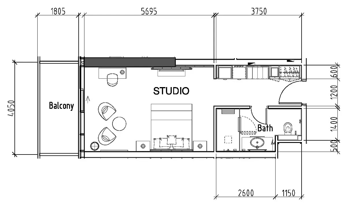 0 bedroom layout