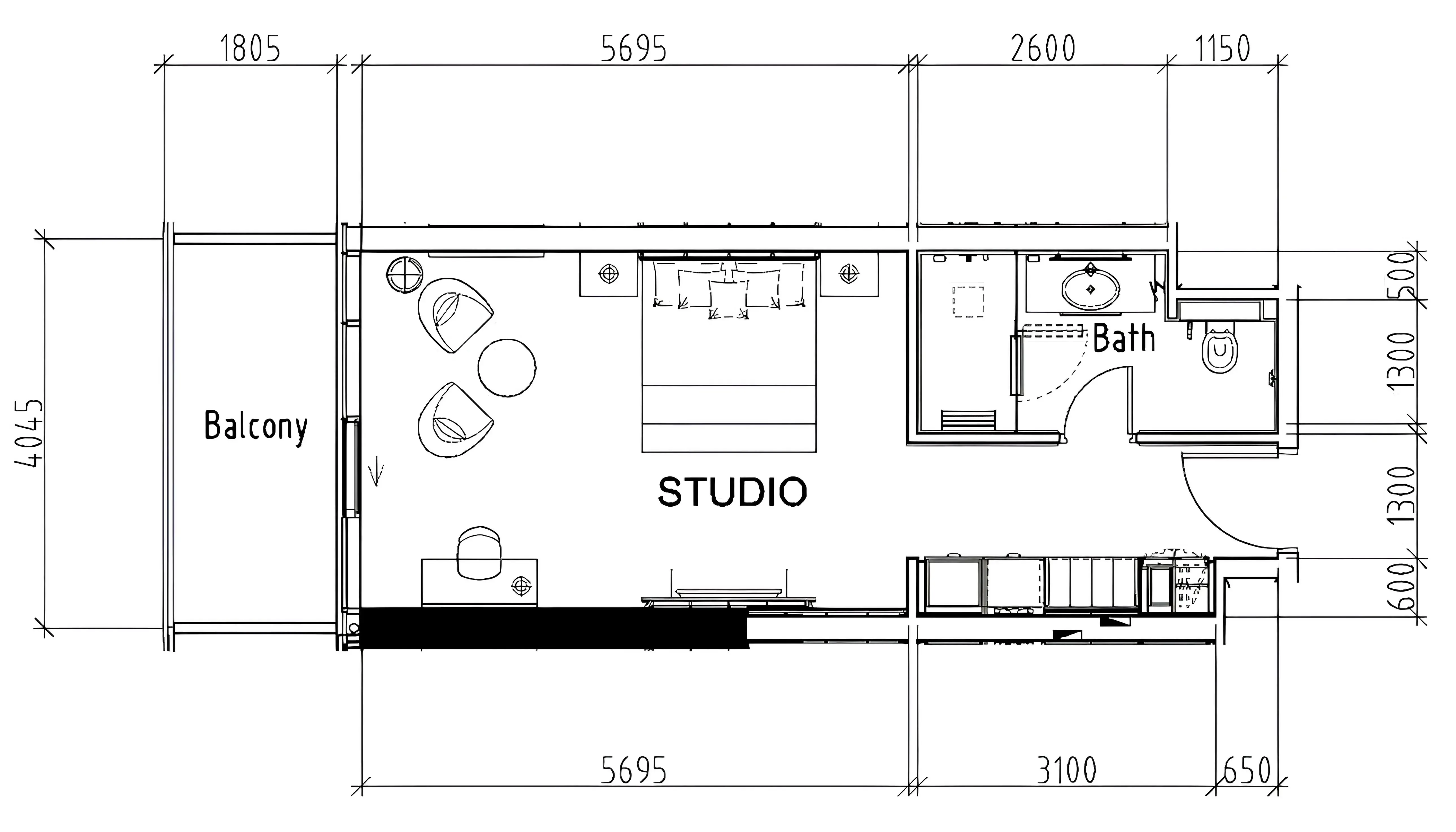 0 bedroom layout