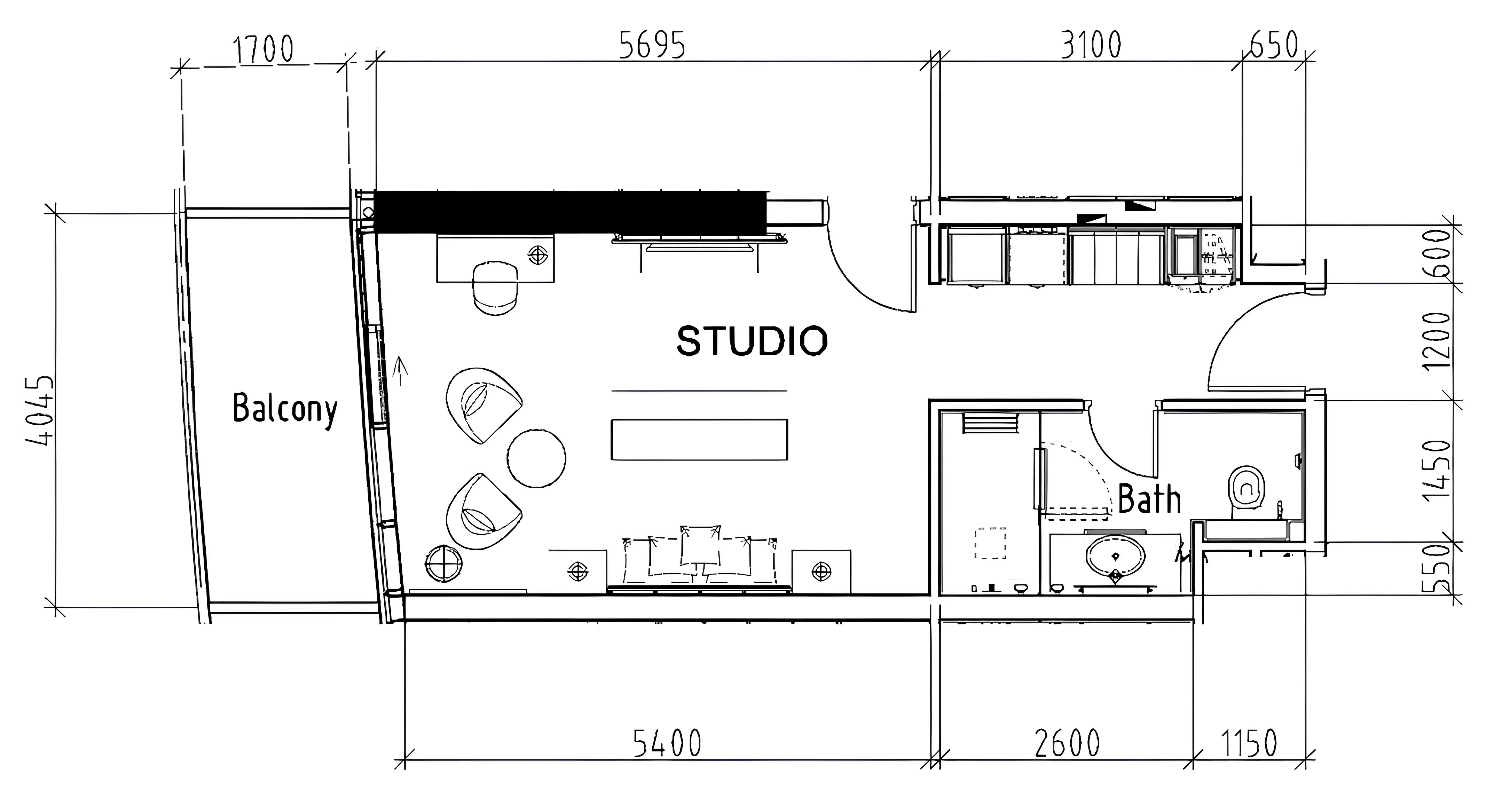 0 bedroom layout