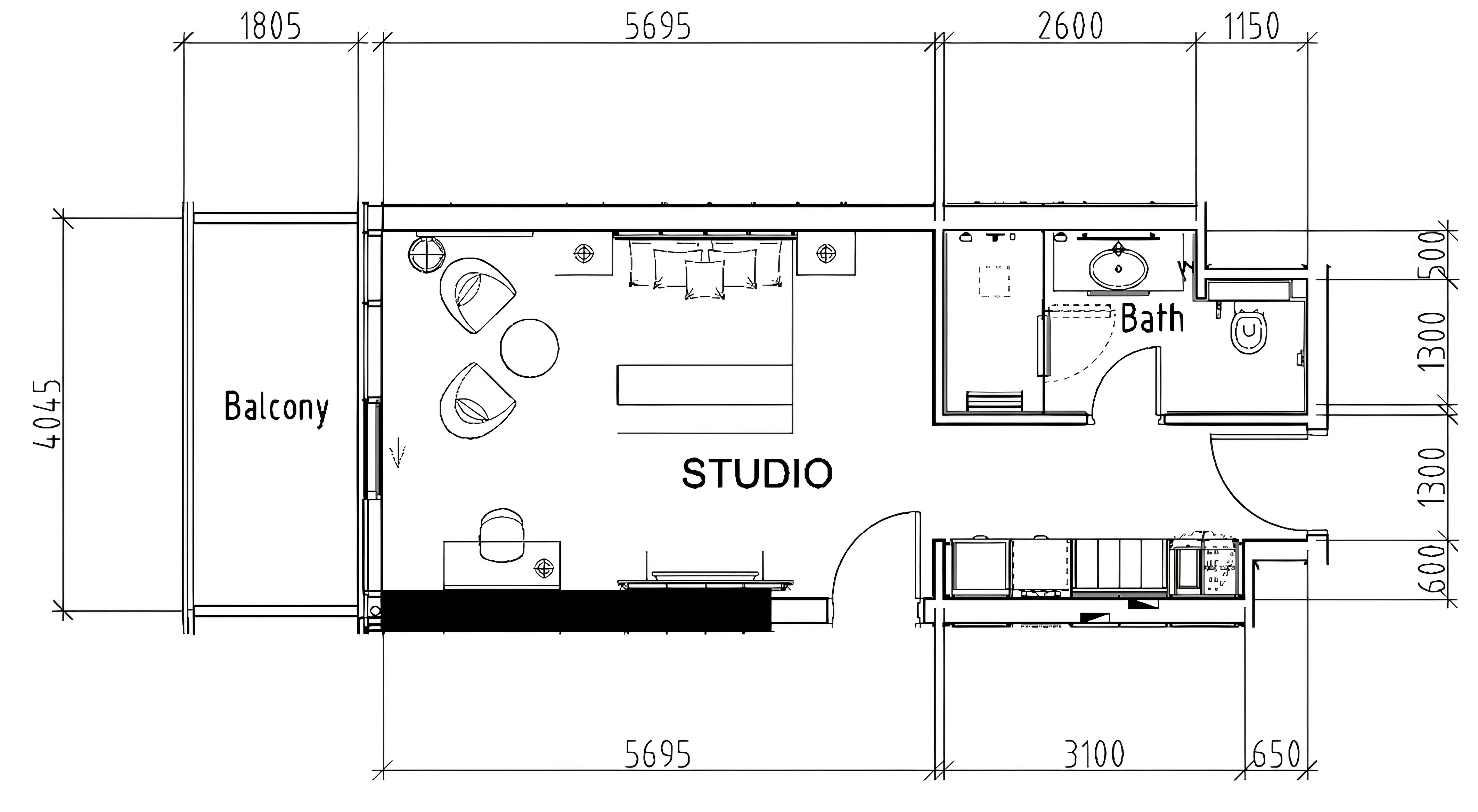 0 bedroom layout