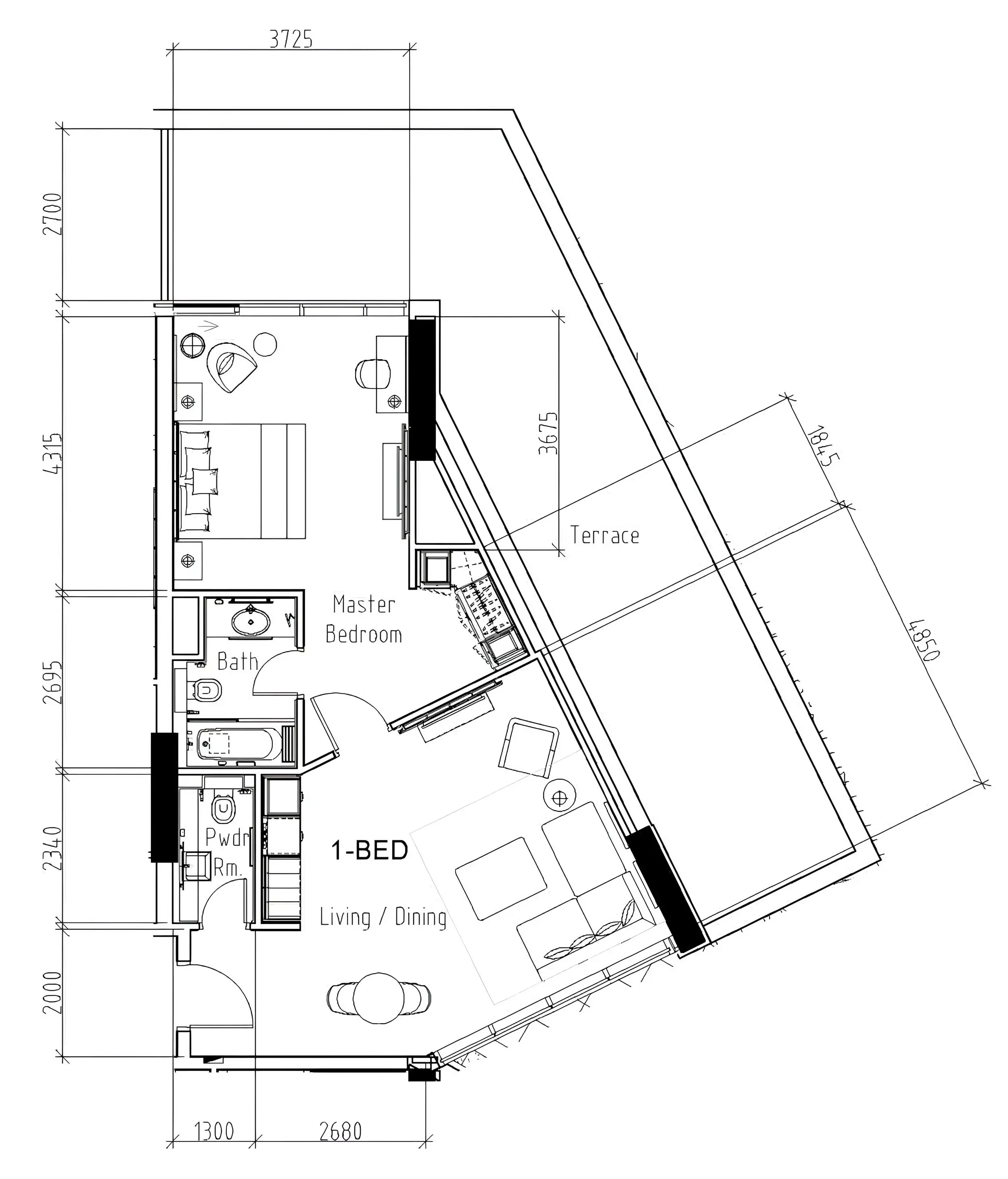 1 bedroom layout