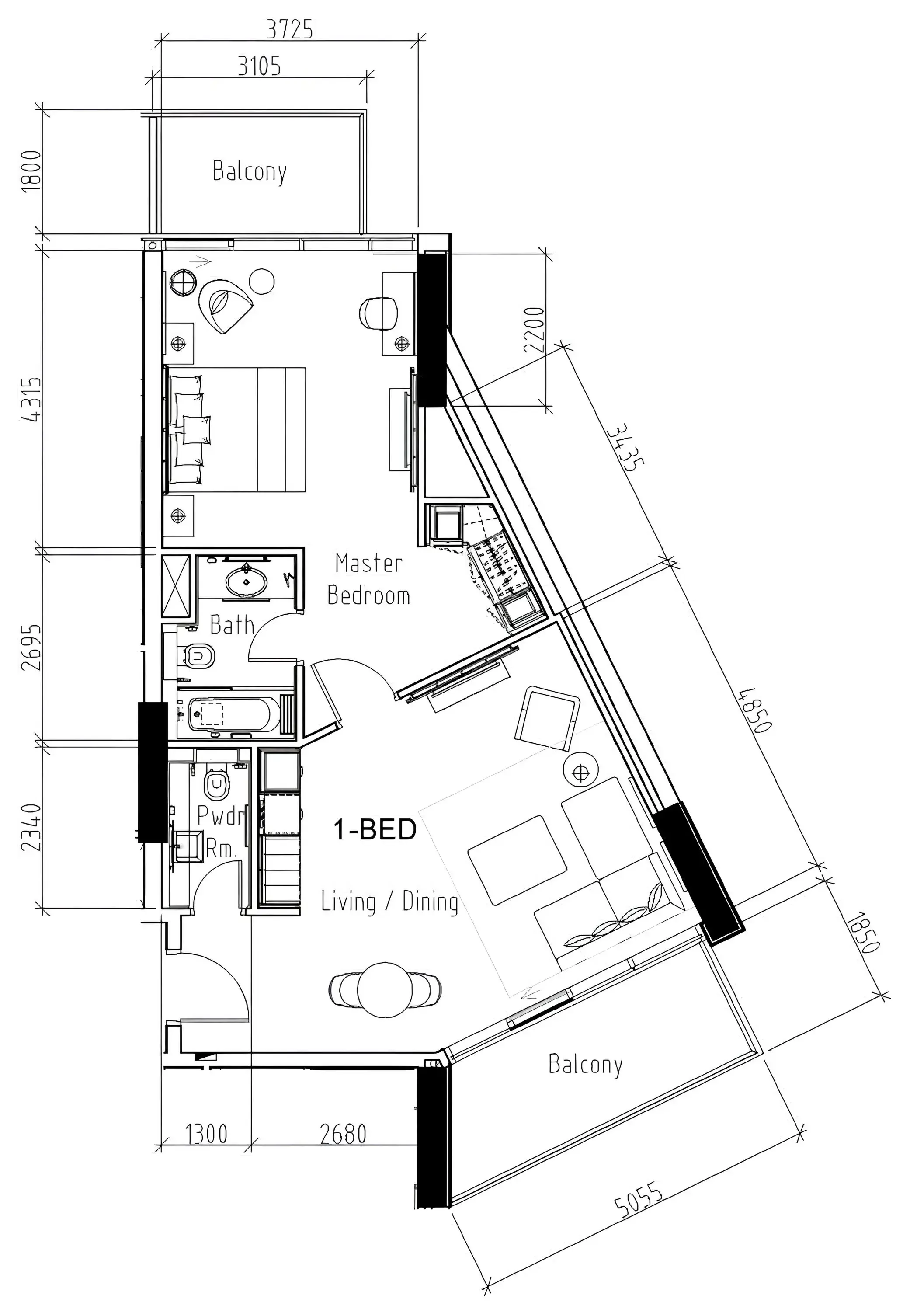 1 bedroom layout