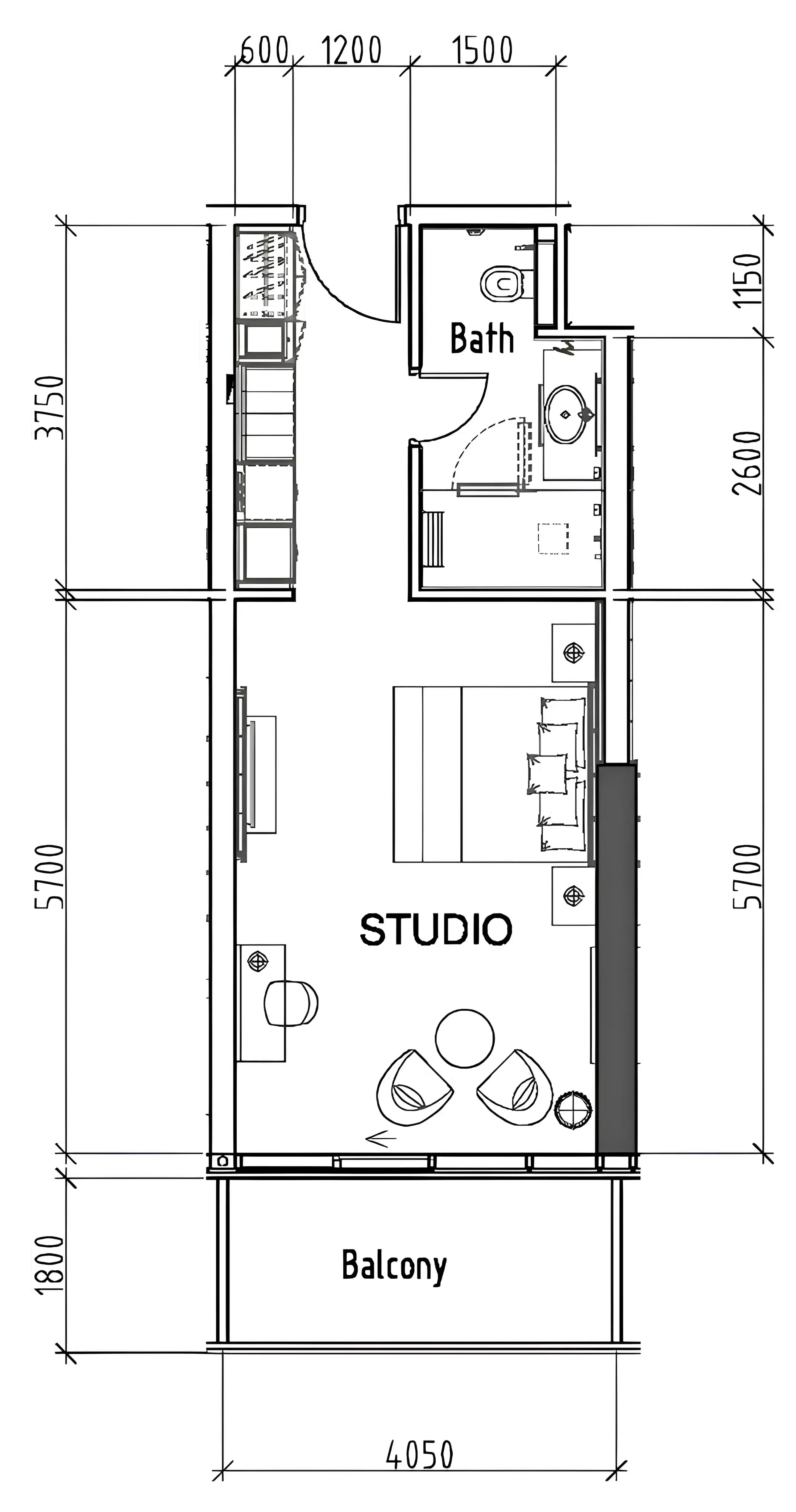 0 bedroom layout