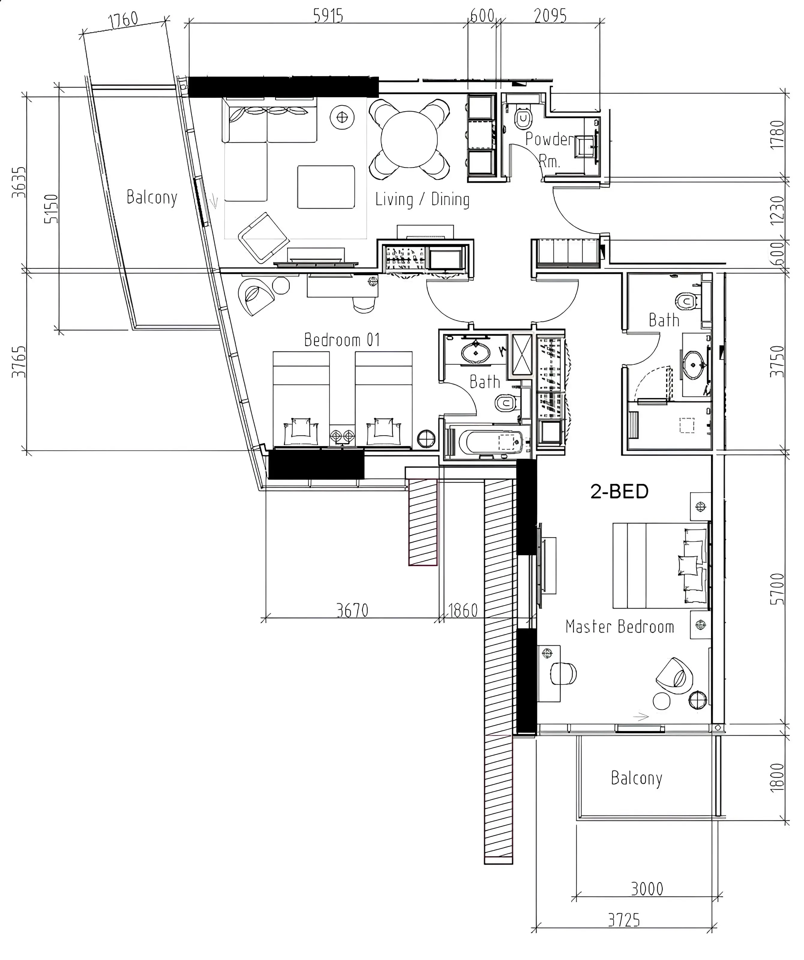 2 bedroom layout