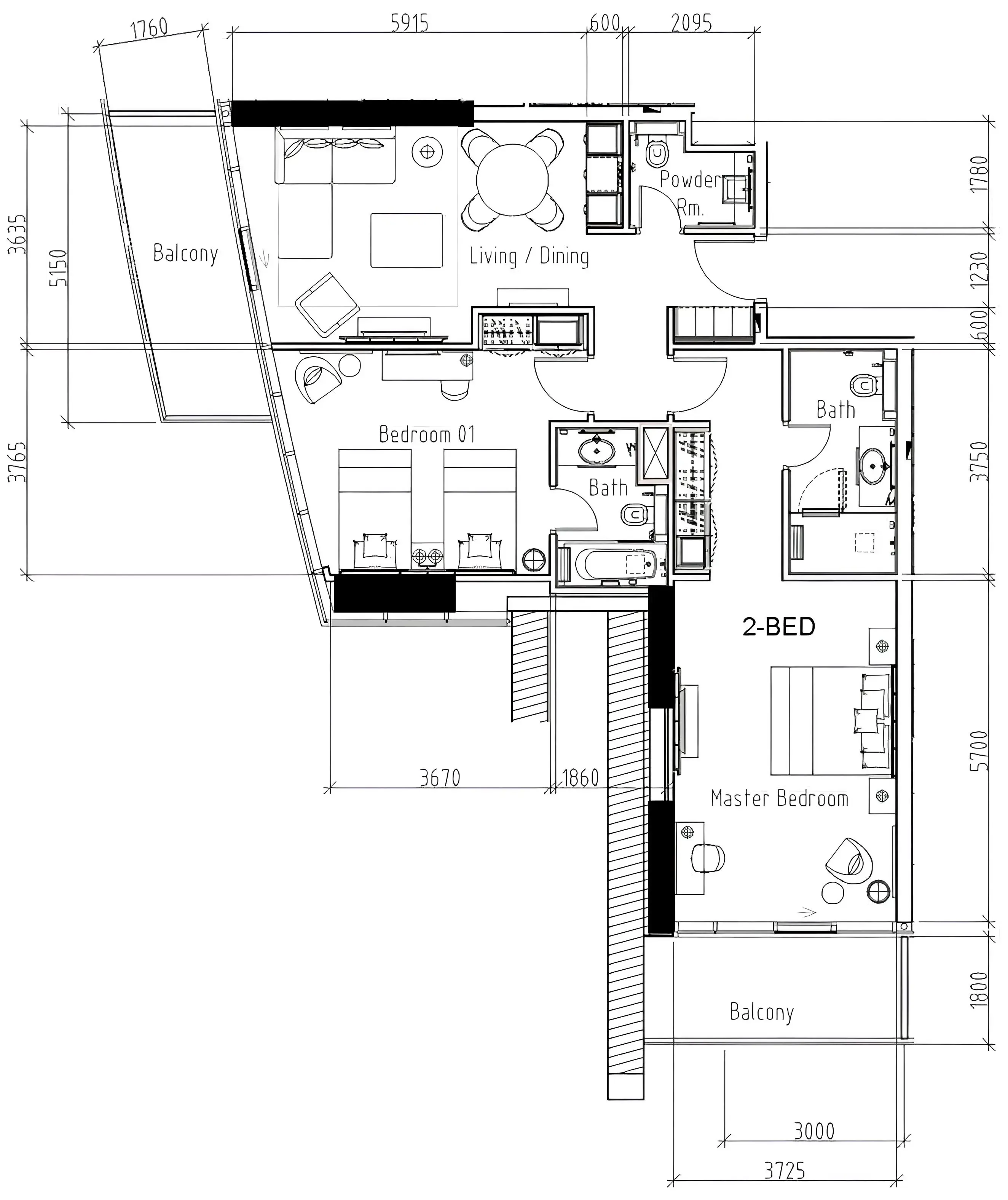2 bedroom layout