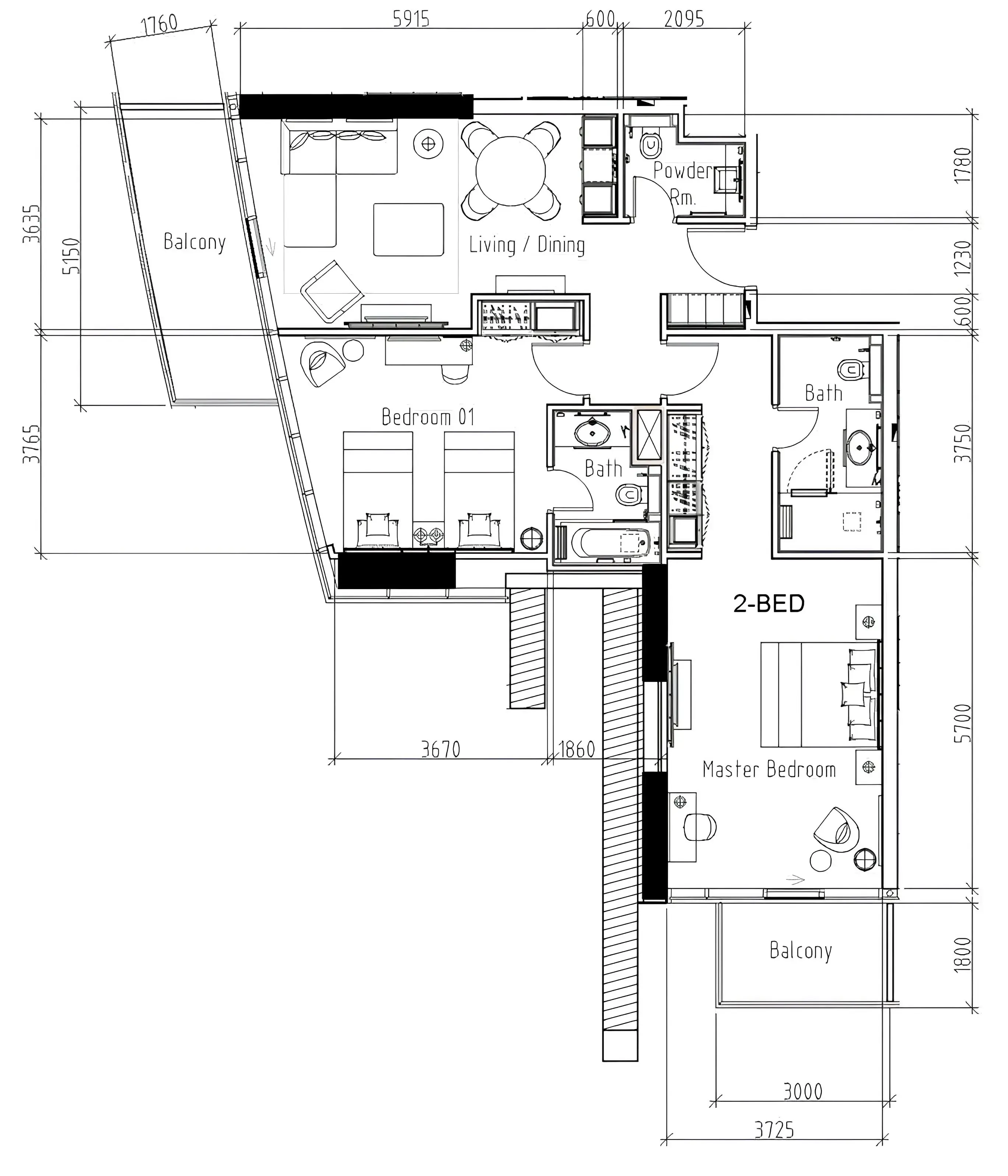 2 bedroom layout