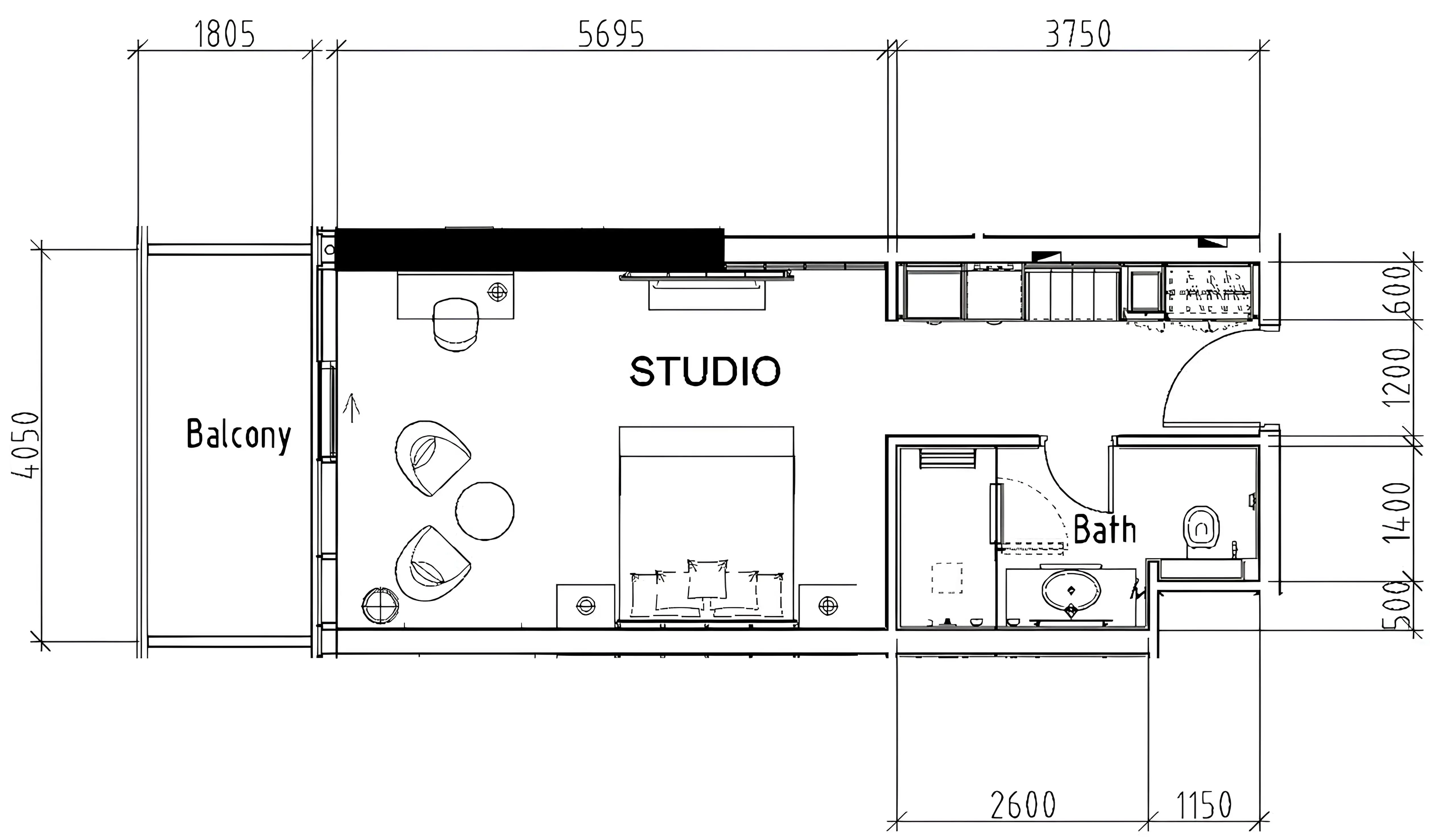 0 bedroom layout