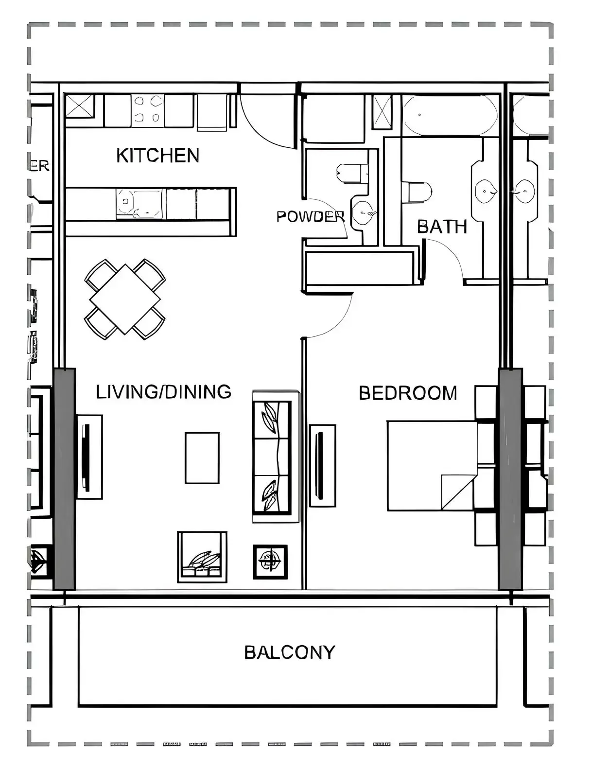 1 bedroom layout
