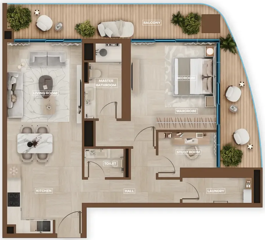 1 bedroom layout