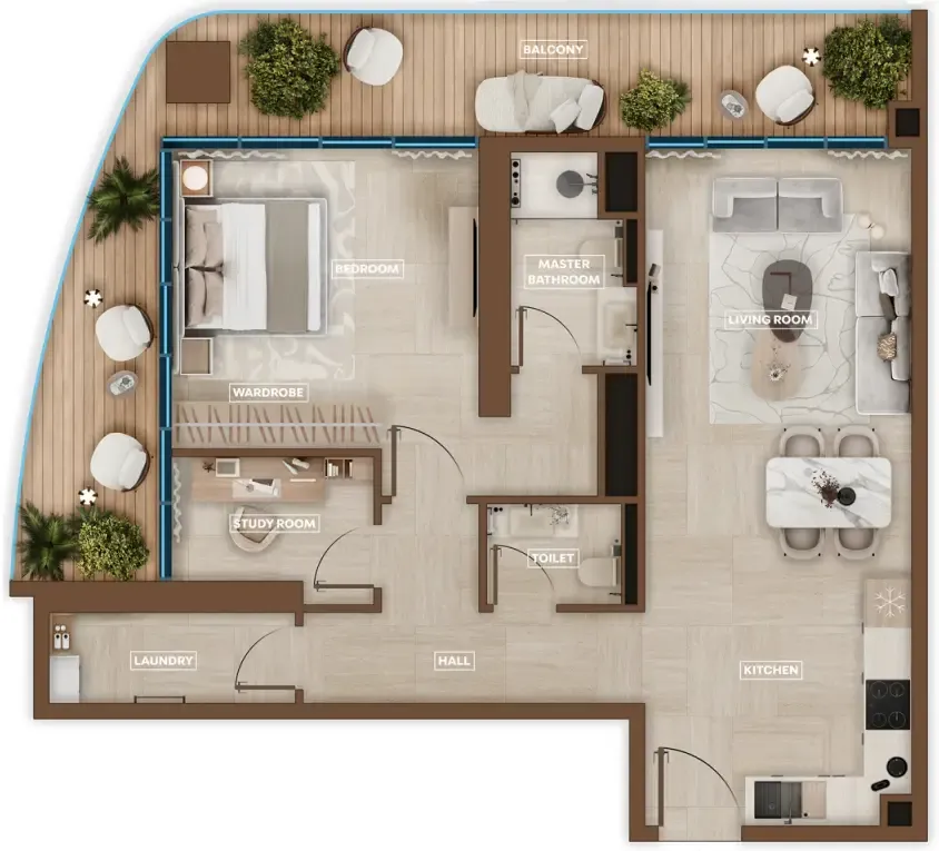 1 bedroom layout
