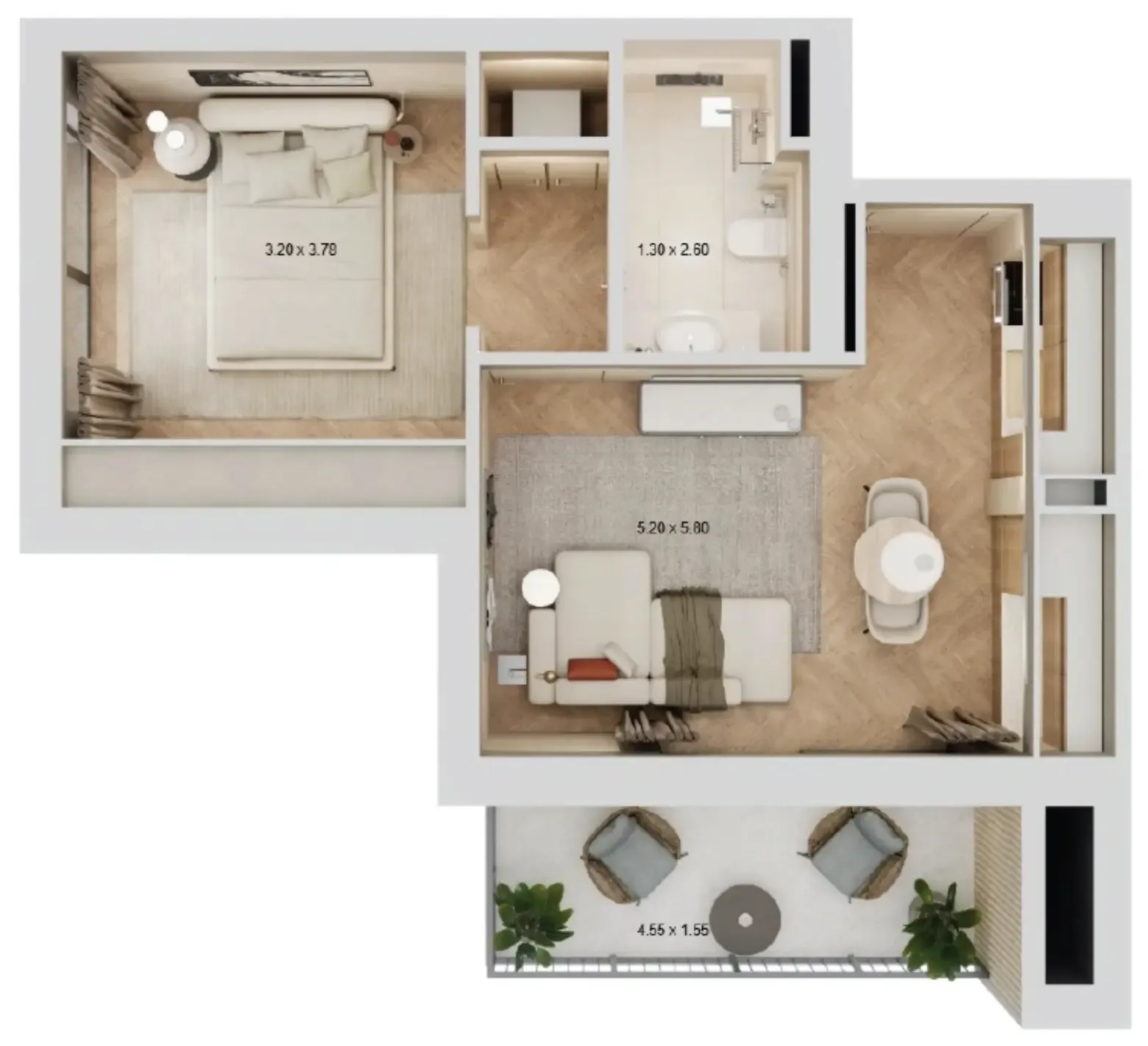 1 bedroom layout