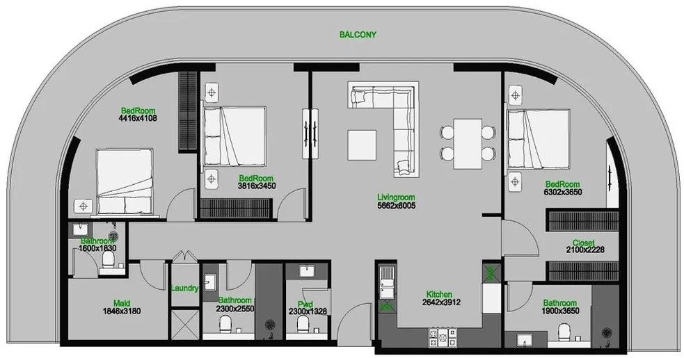 3 bedroom layout